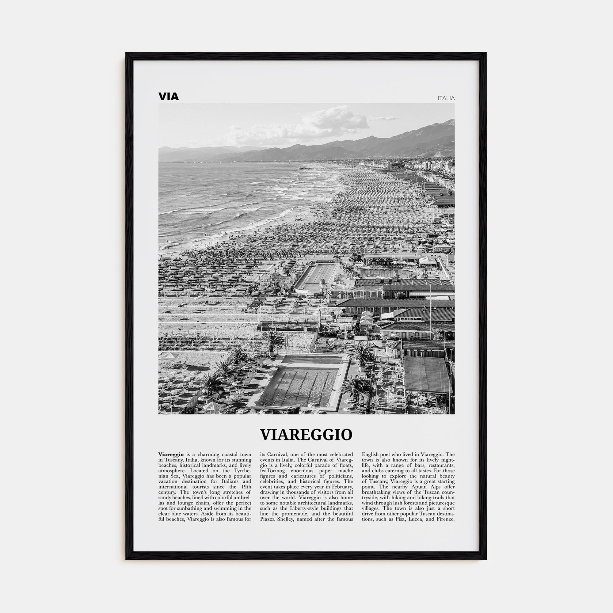 Viareggio Travel B&W Poster