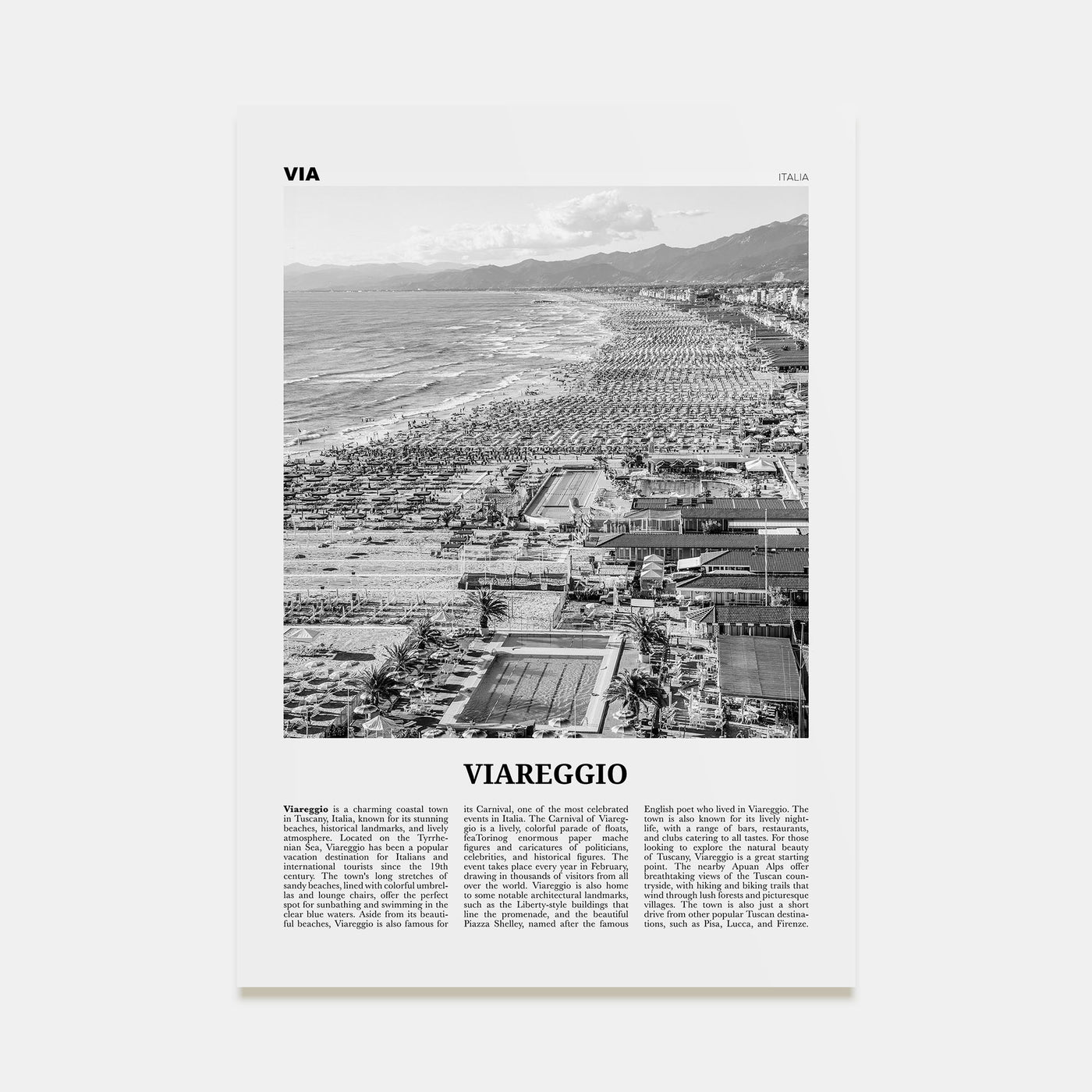 Viareggio Travel B&W Poster