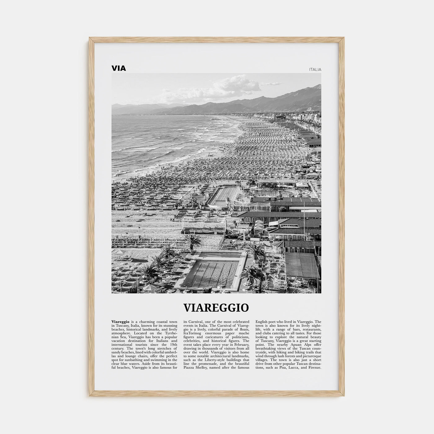 Viareggio Travel B&W Poster