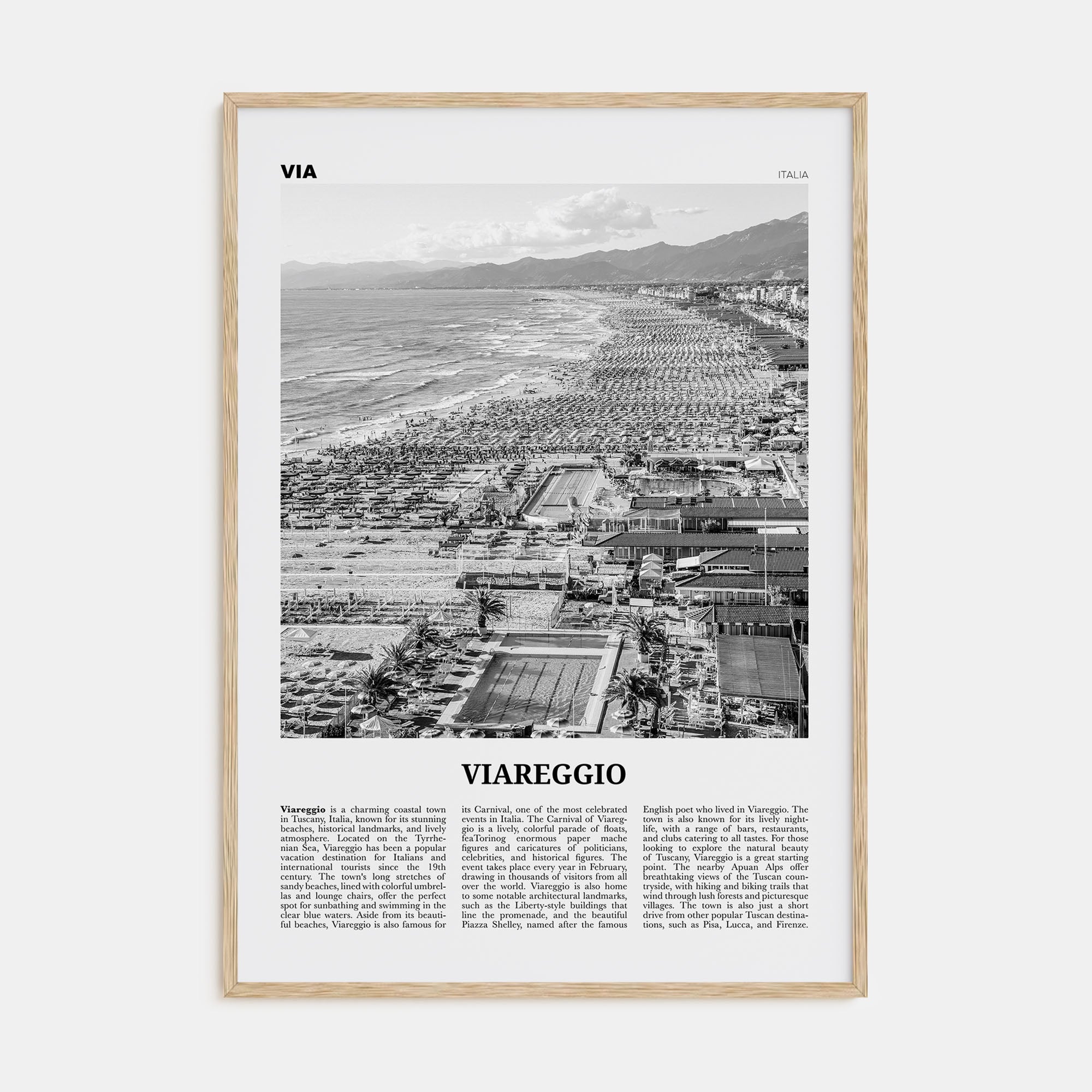 Viareggio Travel B&W Poster