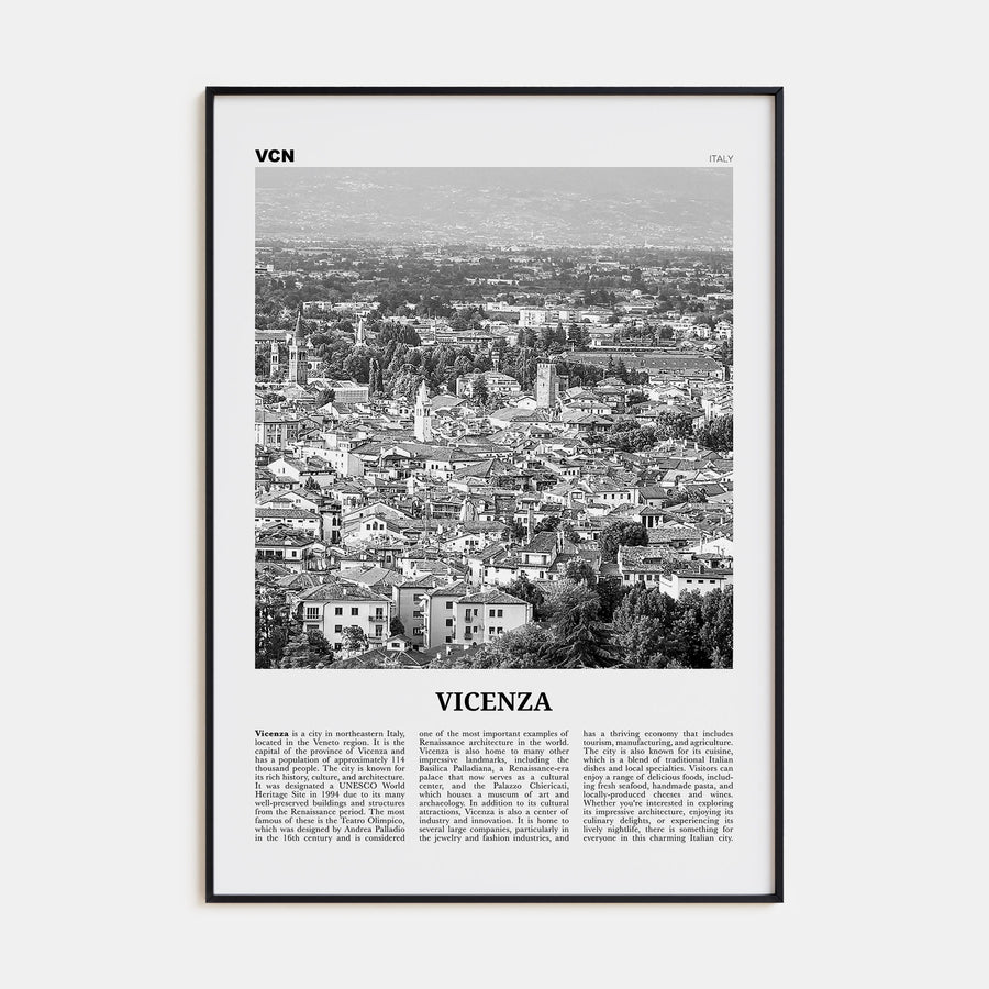 Vicenza Travel B&W Poster