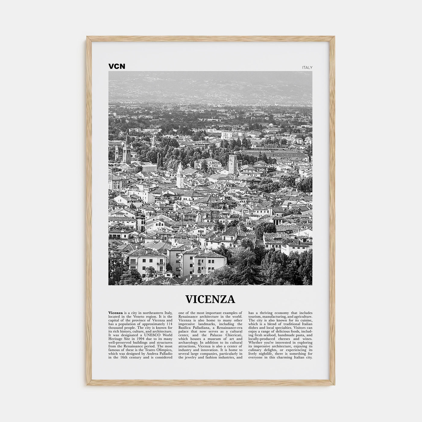 Vicenza Travel B&W Poster