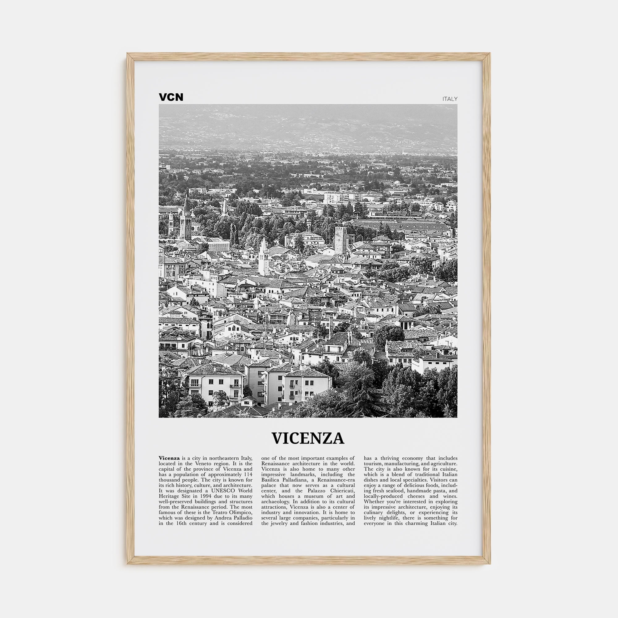 Vicenza Travel B&W Poster