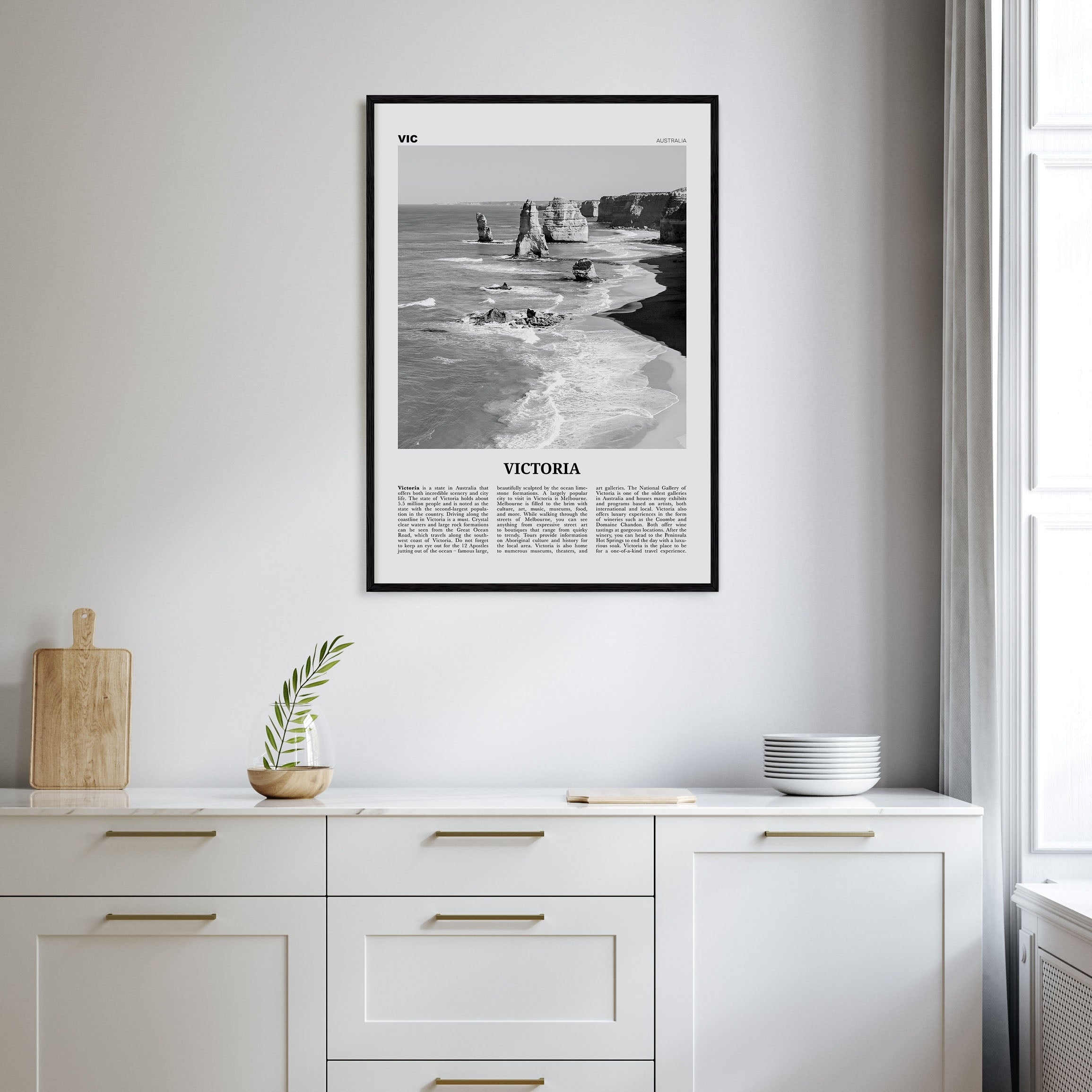 Victoria, Australia Travel B&W Poster