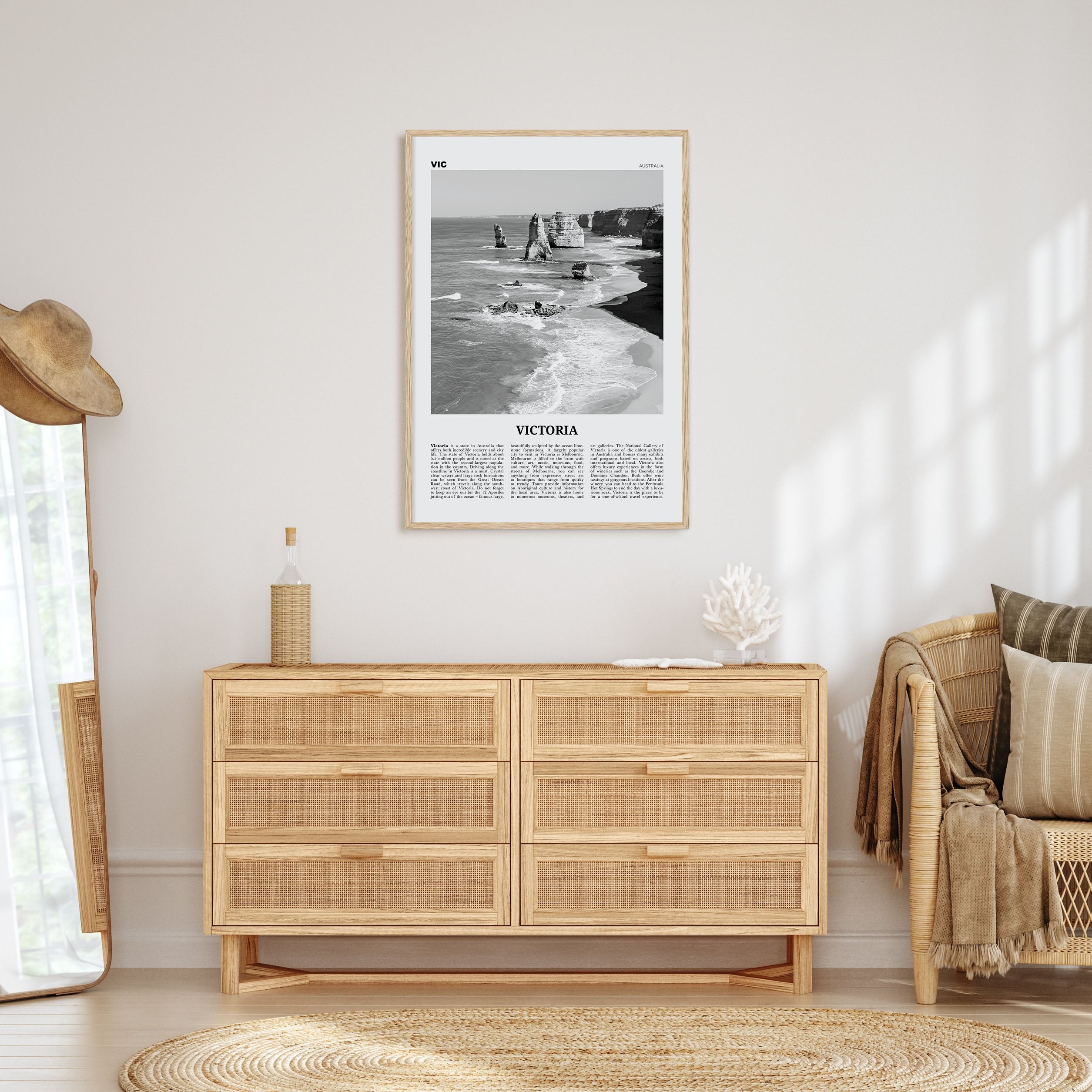 Victoria, Australia Travel B&W Poster