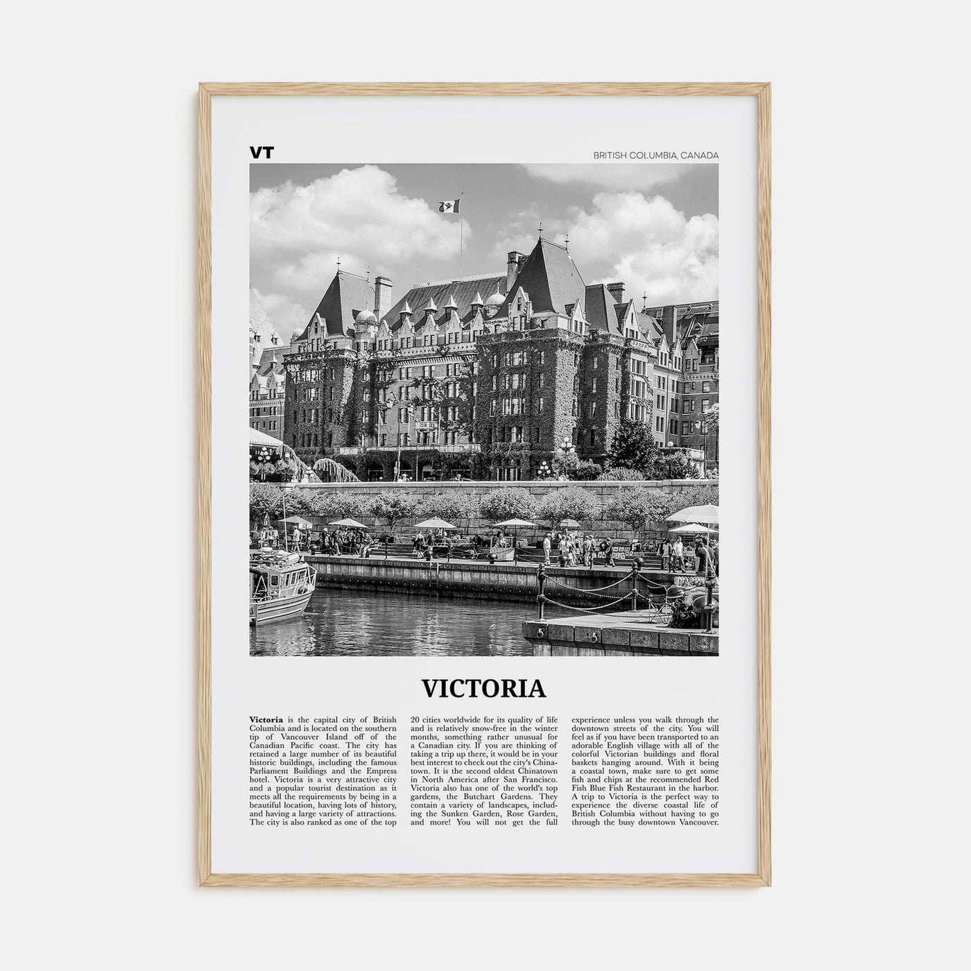 Victoria, Canada Travel B&W Poster