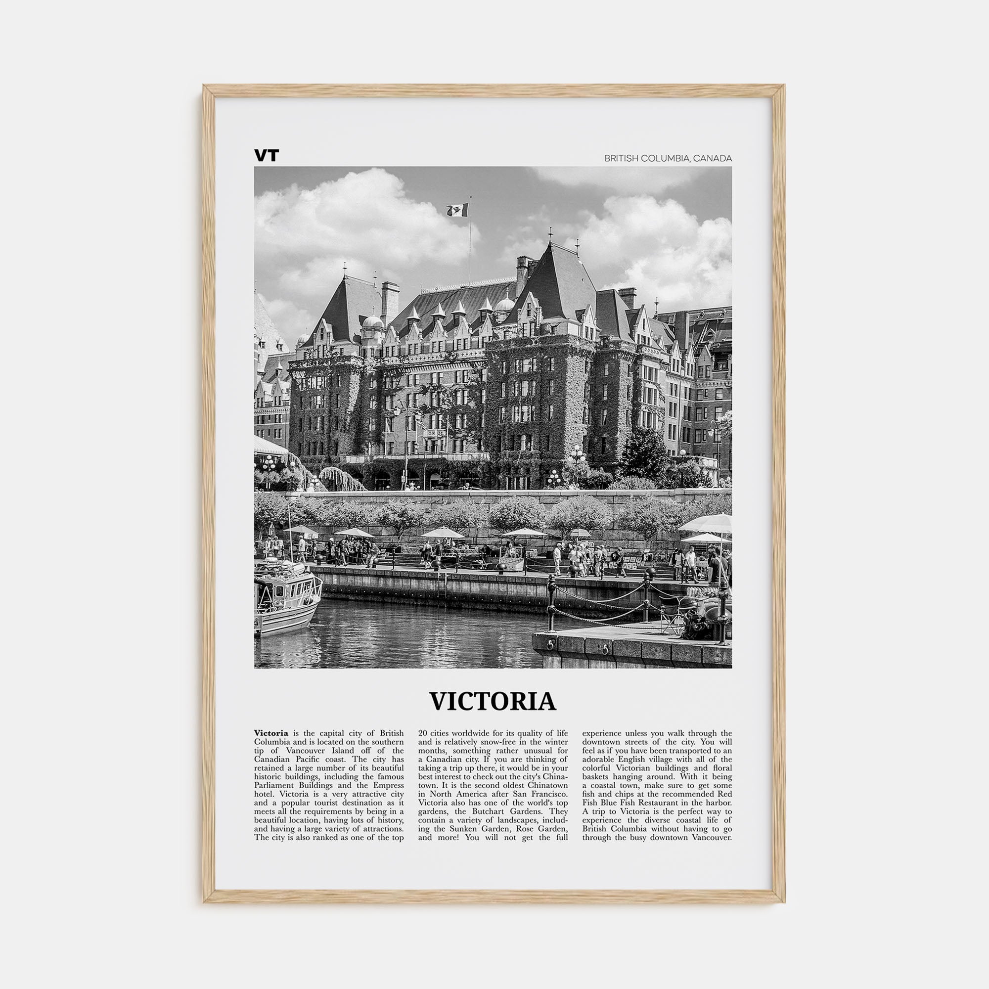 Victoria, Canada Travel B&W Poster