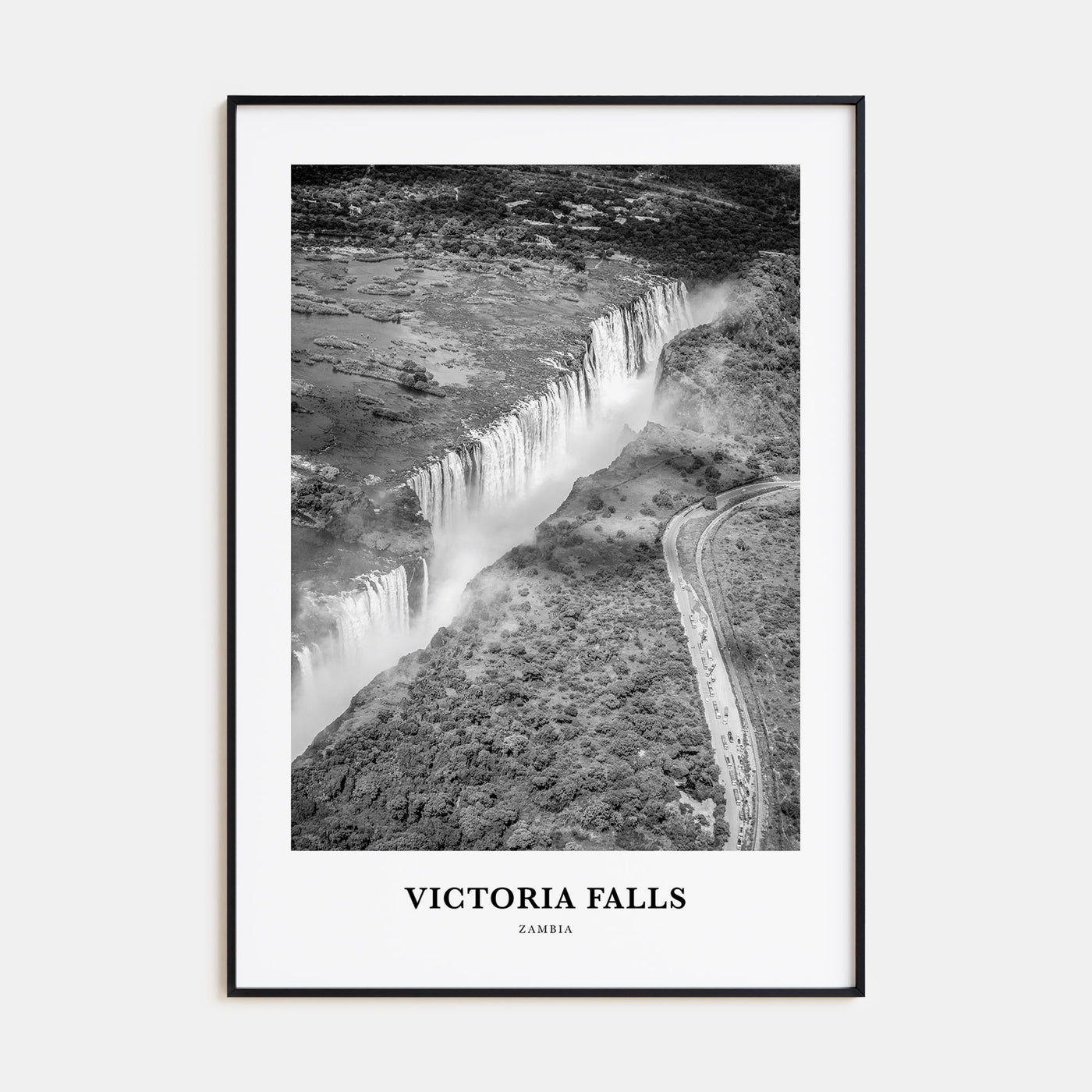 Victoria Falls Portrait B&W Poster