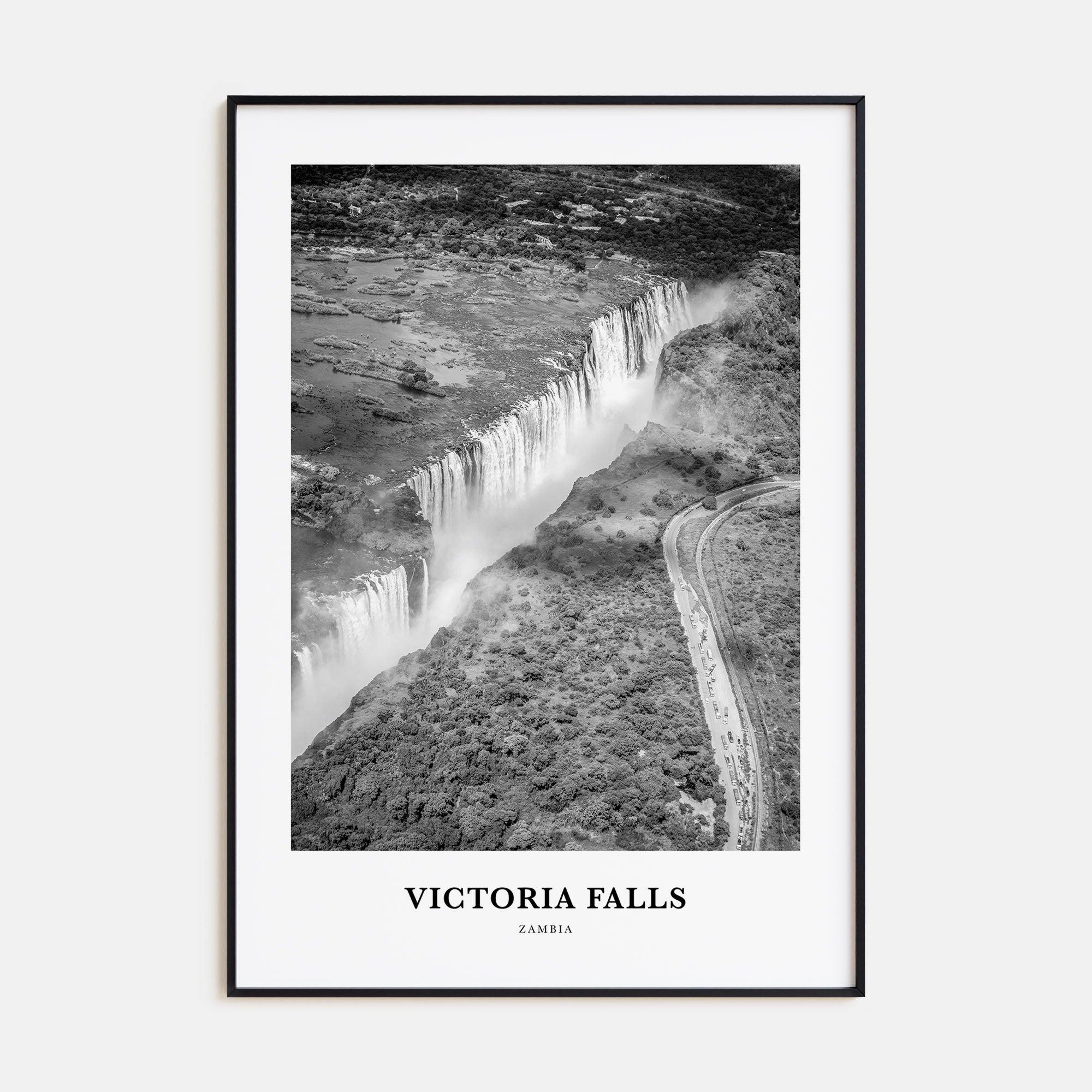 Victoria Falls Portrait B&W Poster