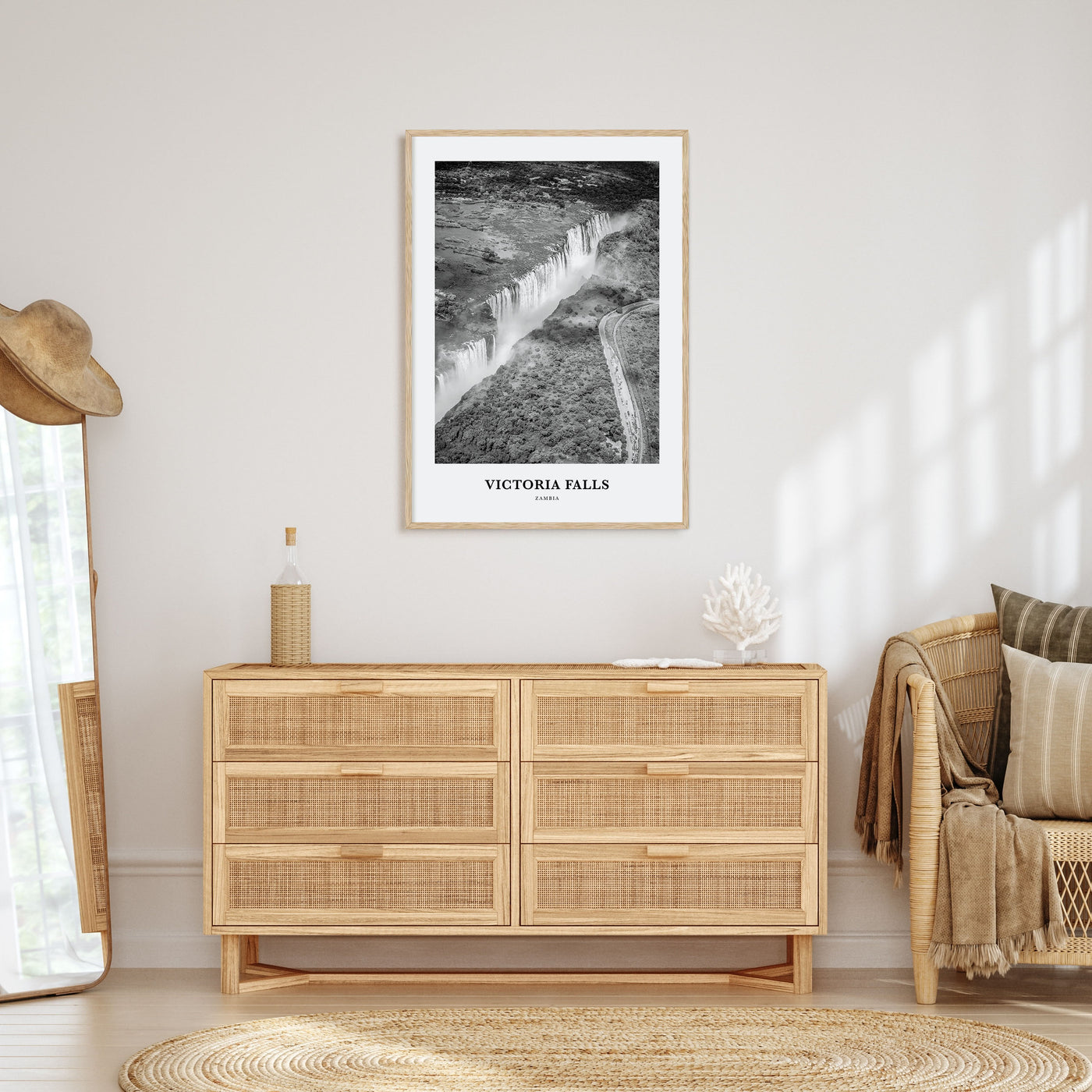 Victoria Falls Portrait B&W Poster