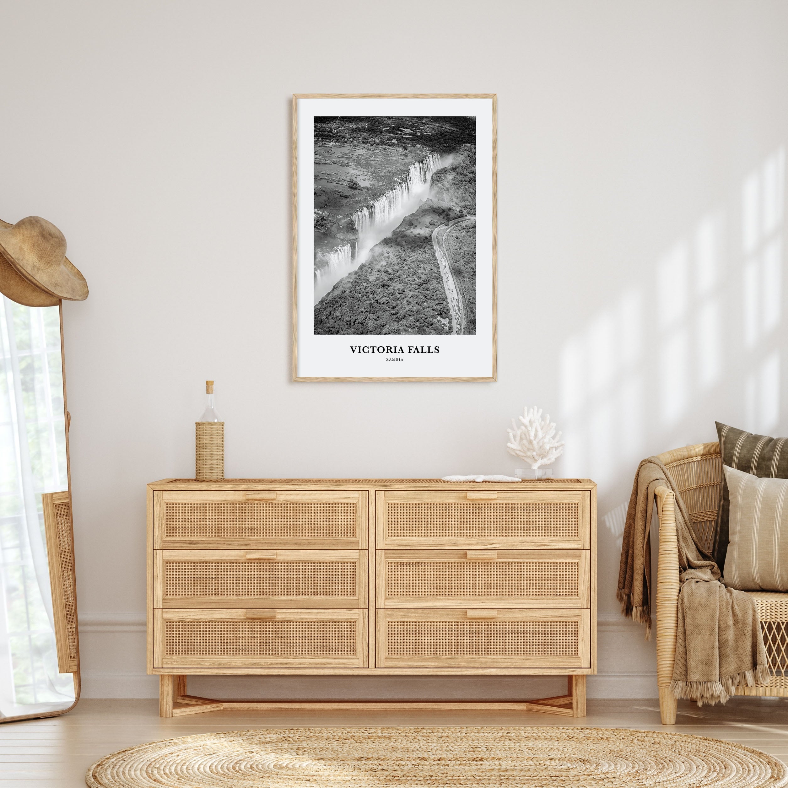 Victoria Falls Portrait B&W Poster