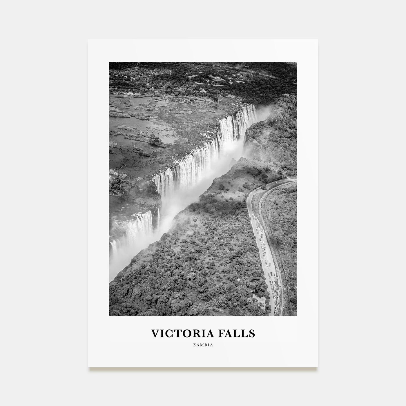 Victoria Falls Portrait B&W Poster