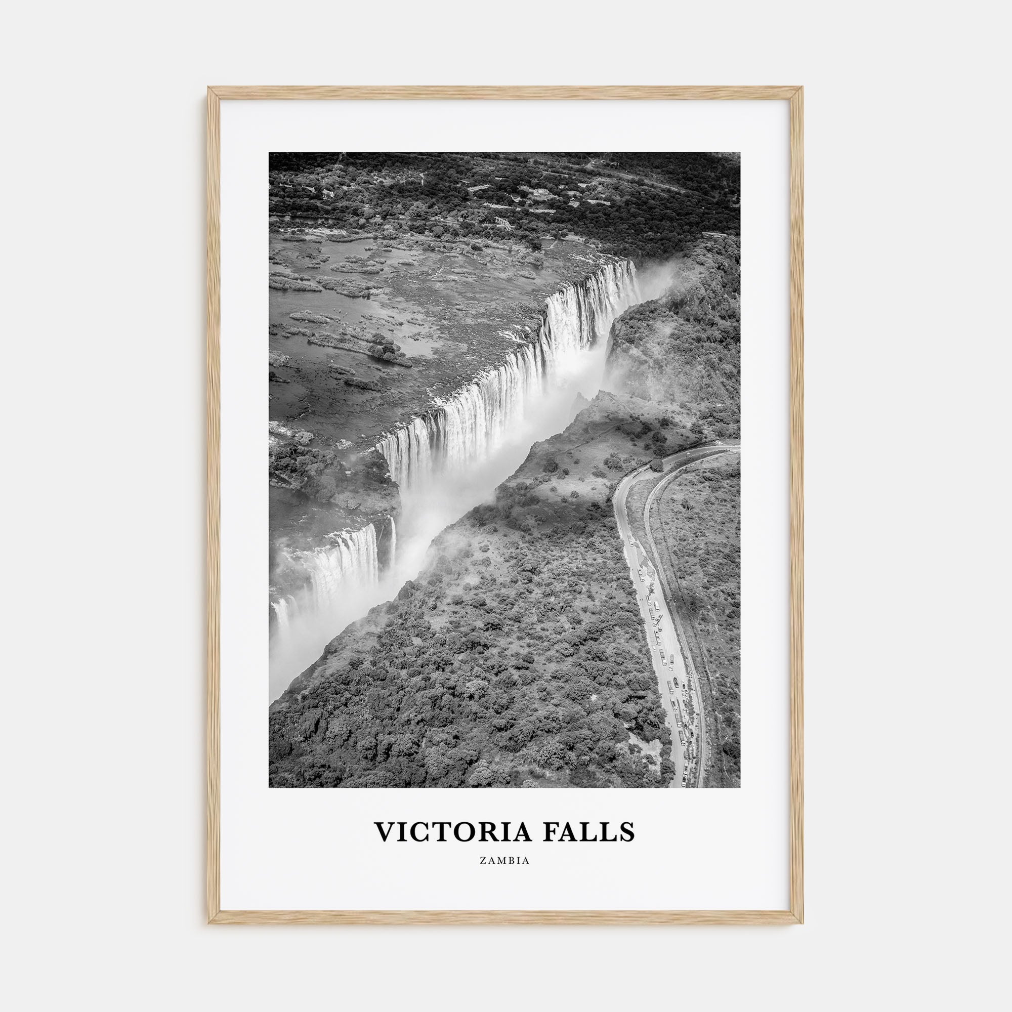 Victoria Falls Portrait B&W Poster