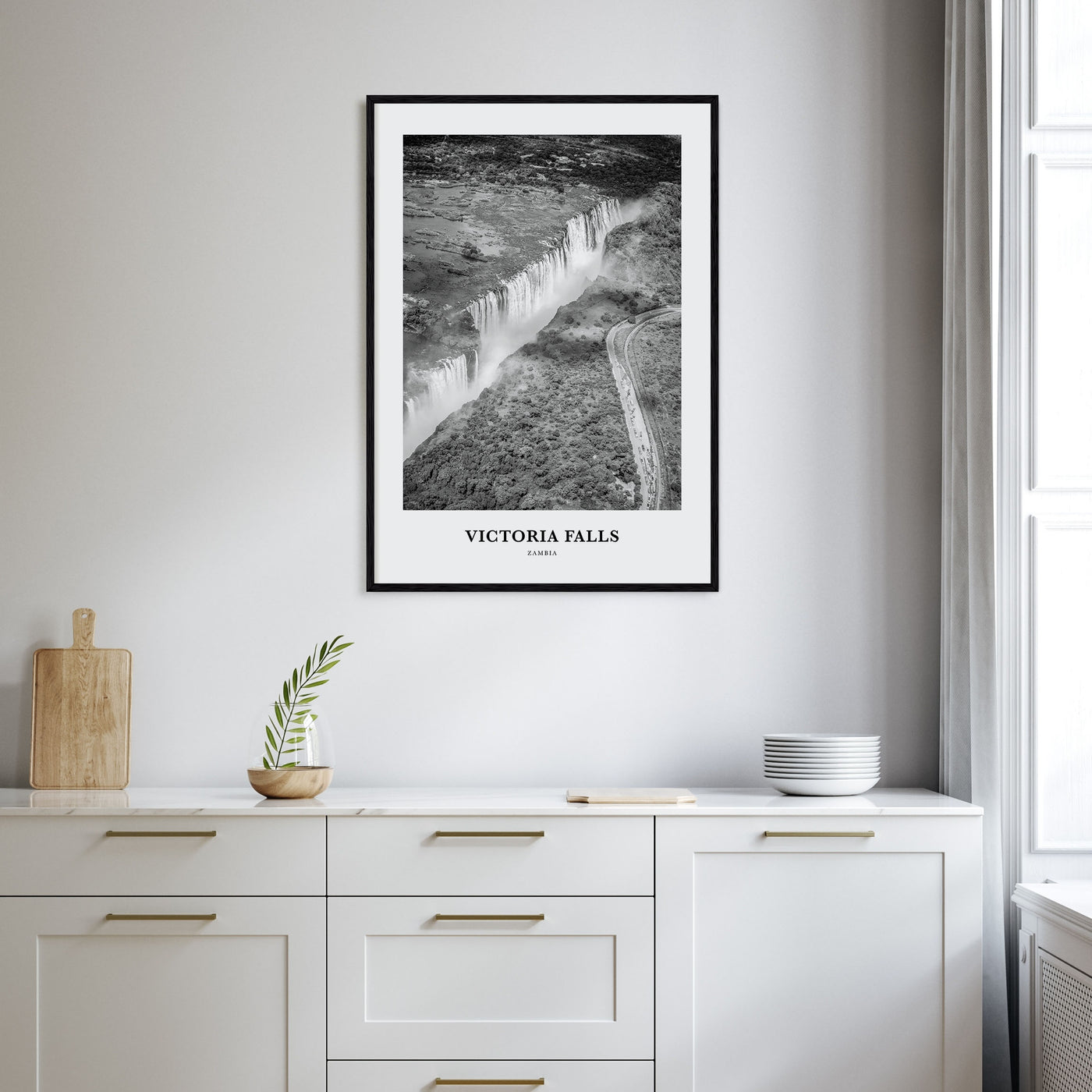 Victoria Falls Portrait B&W Poster