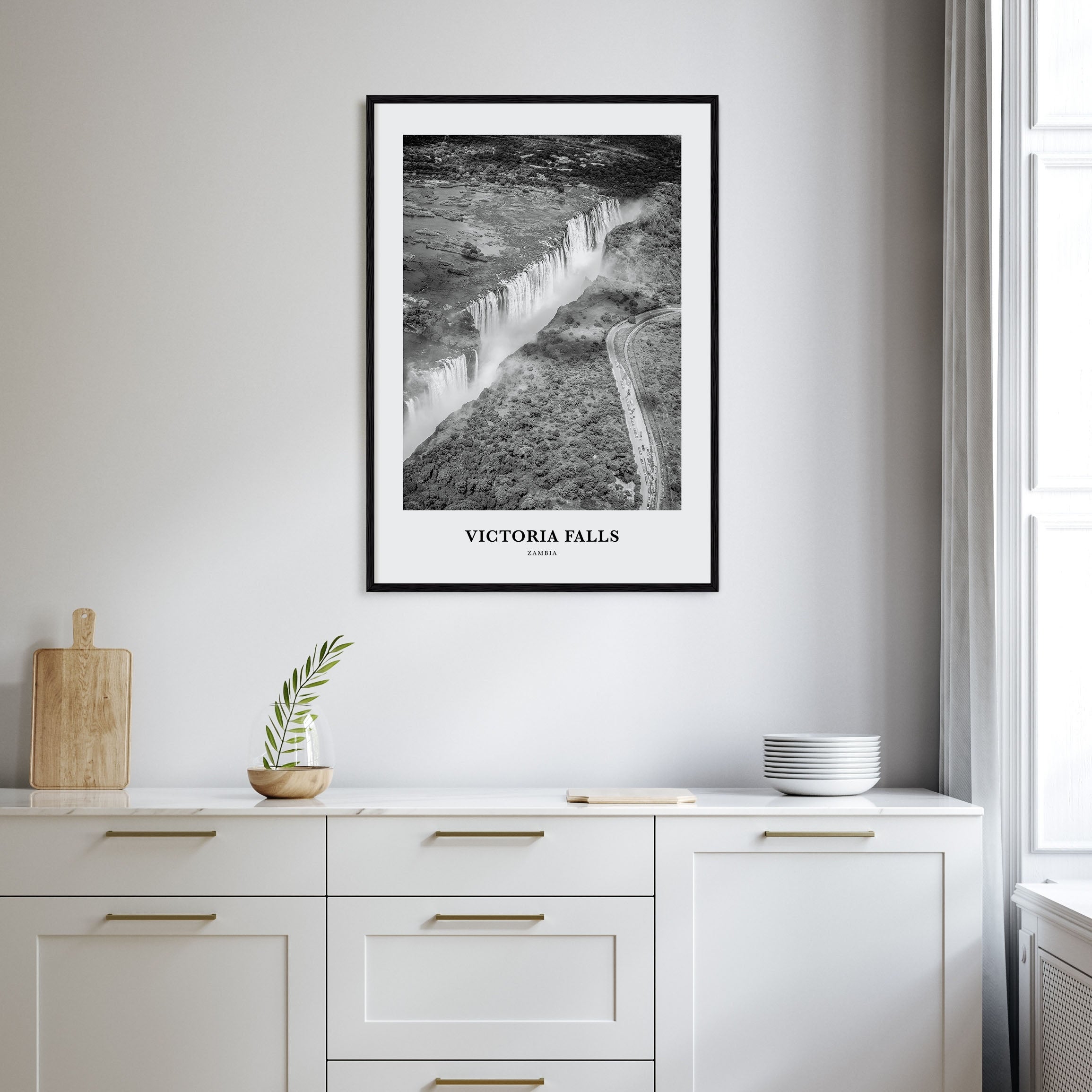 Victoria Falls Portrait B&W Poster