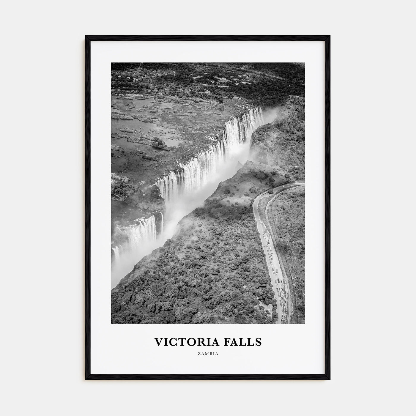 Victoria Falls Portrait B&W Poster