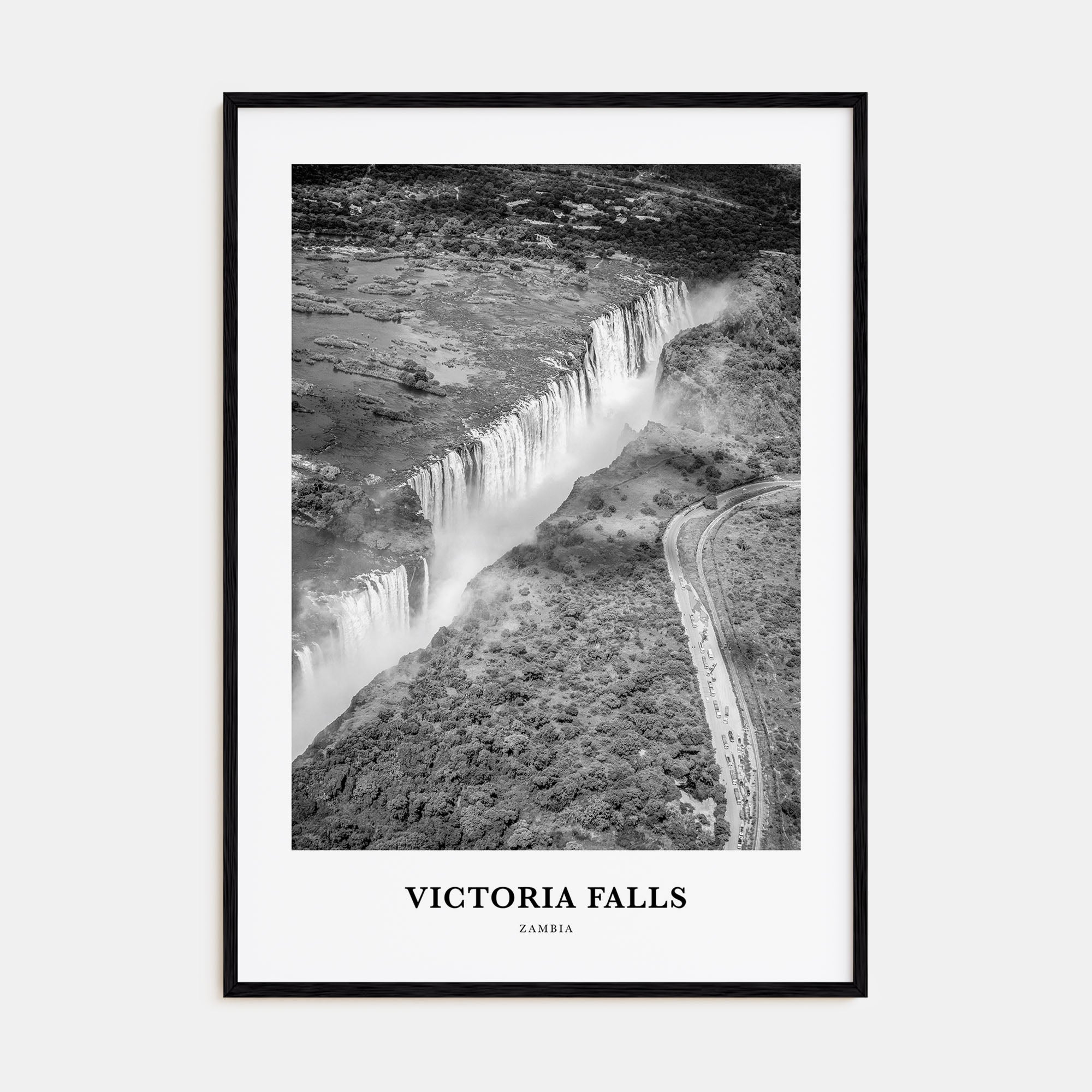 Victoria Falls Portrait B&W Poster