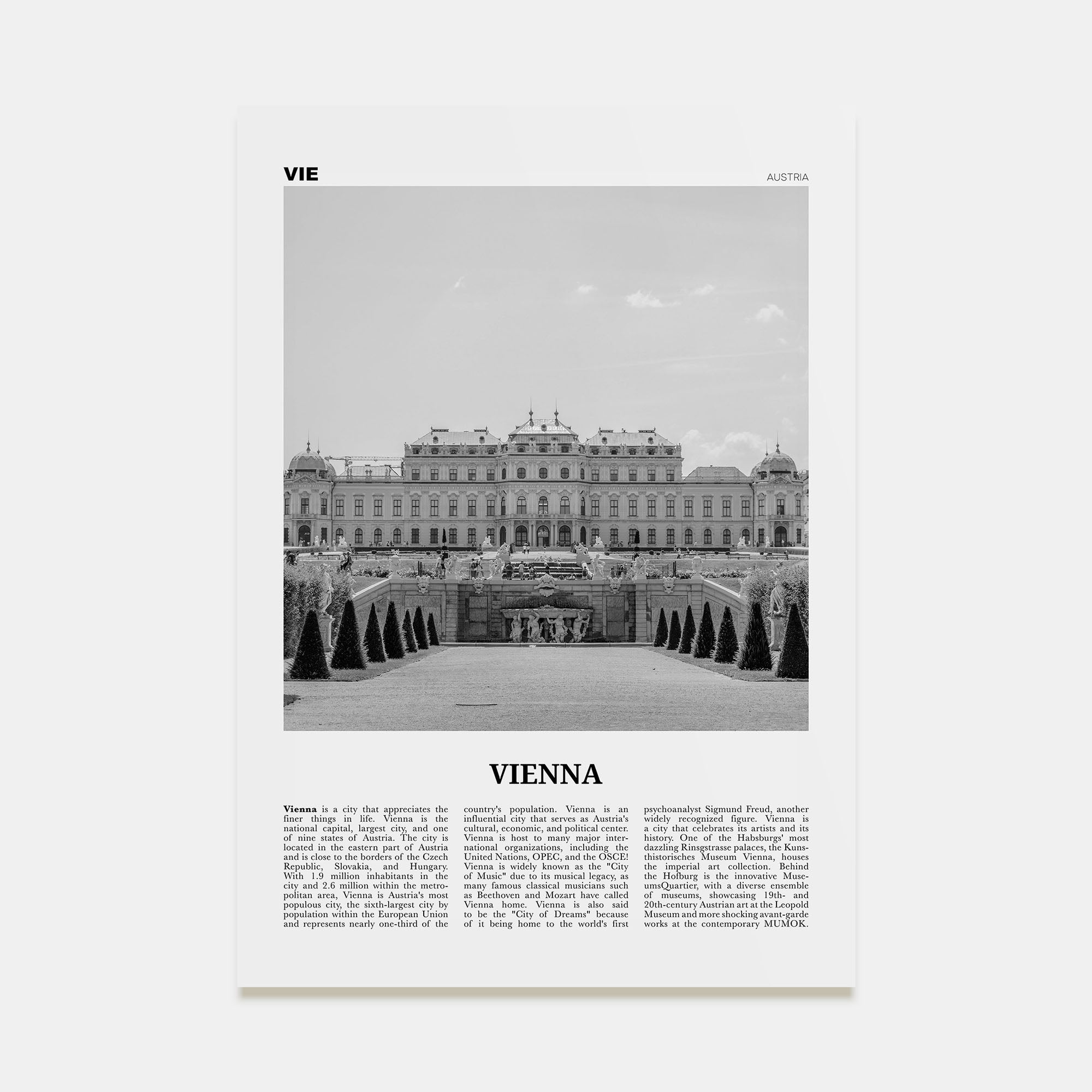 Vienna Travel B&W No 2 Poster