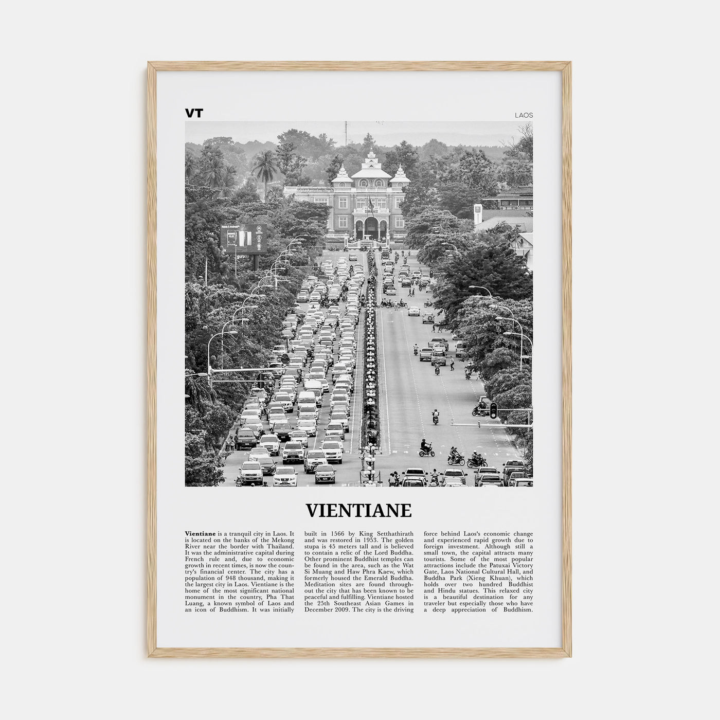 Vientiane Travel B&W Poster