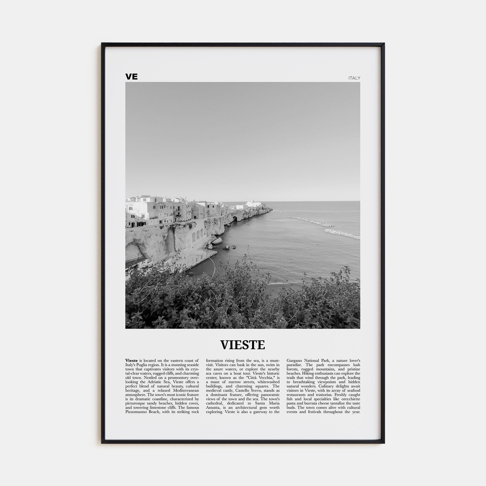 Vieste Travel B&W Poster