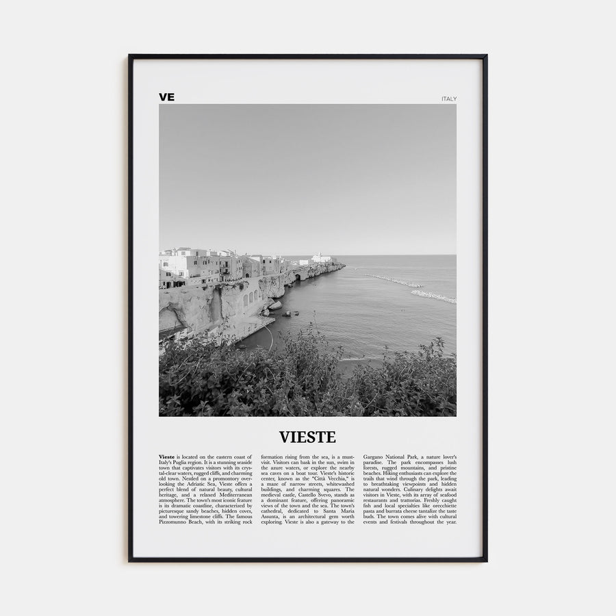 Vieste Travel B&W Poster