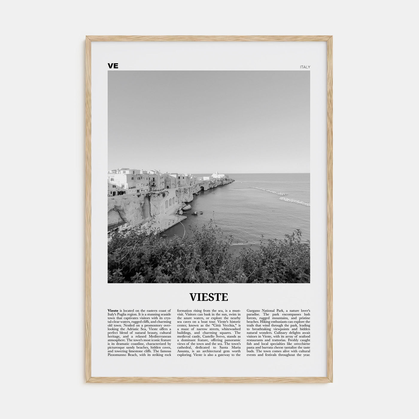 Vieste Travel B&W Poster