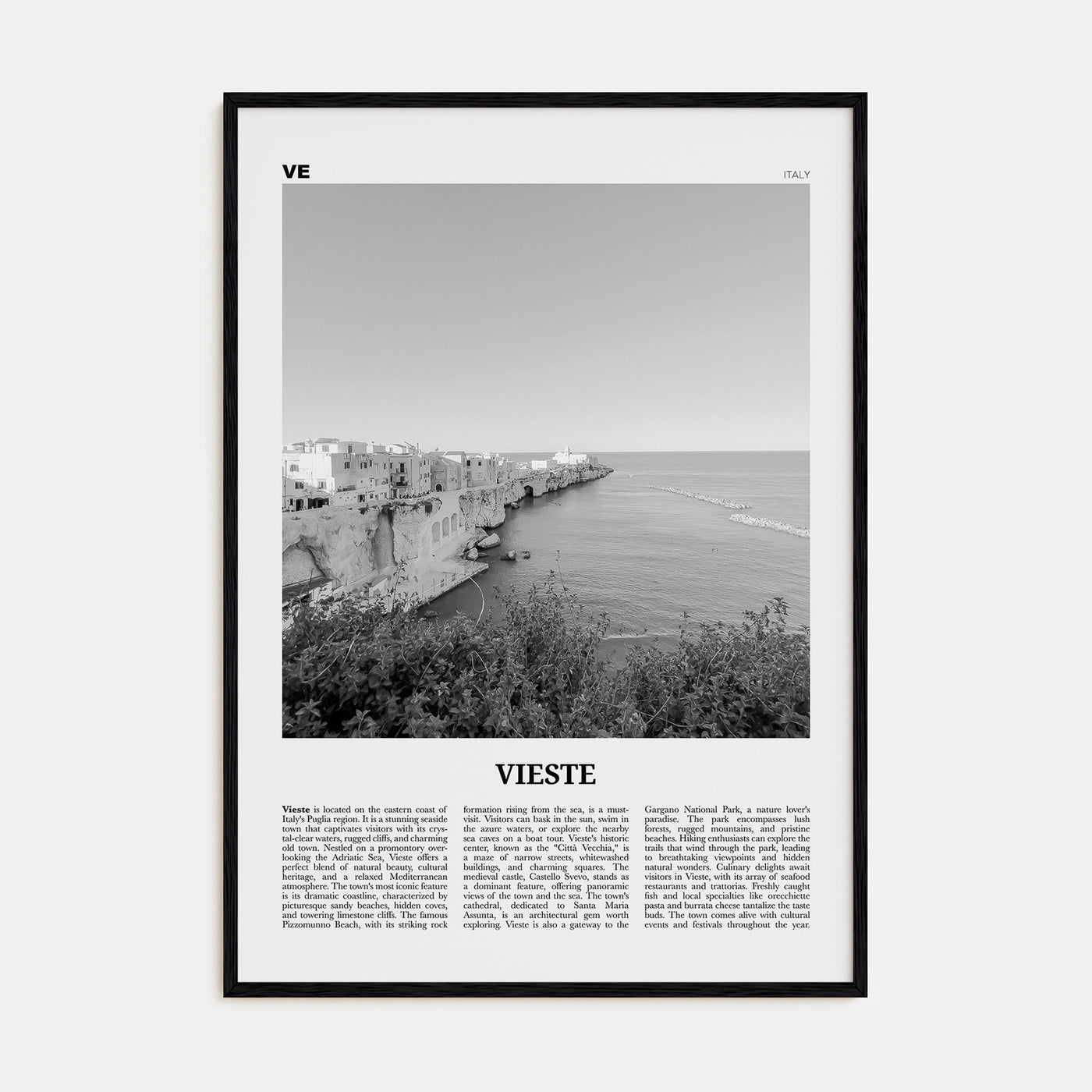 Vieste Travel B&W Poster
