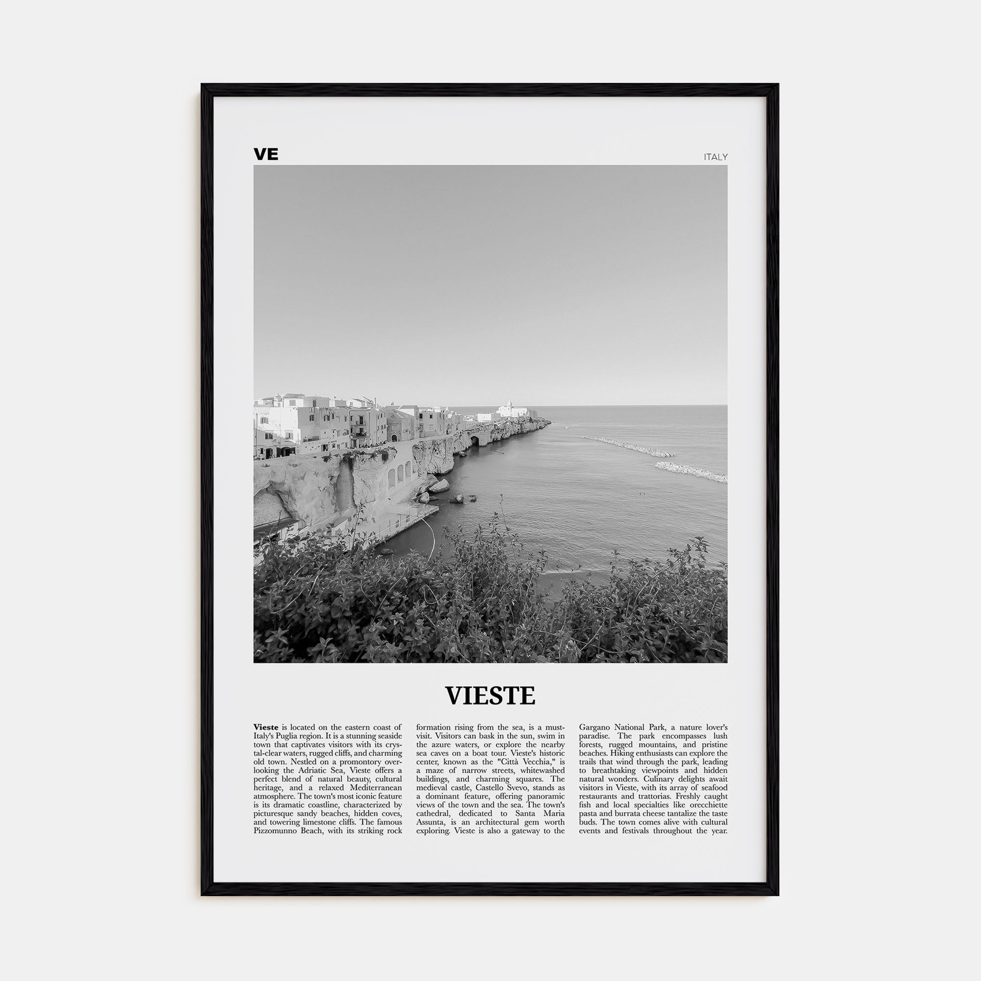 Vieste Travel B&W Poster