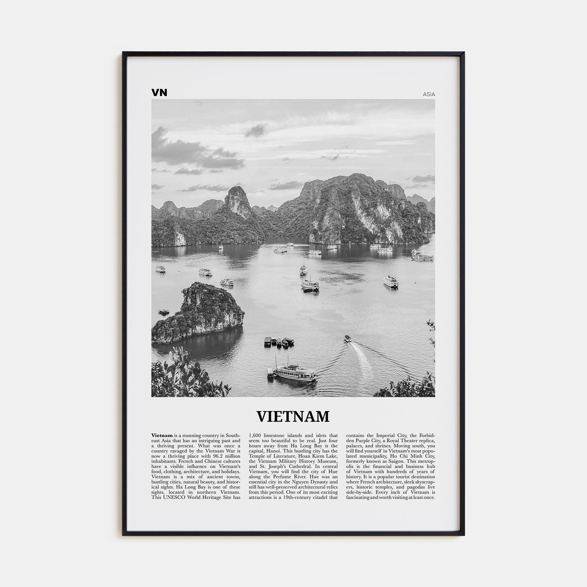 Vietnam Travel B&W No 1 Poster