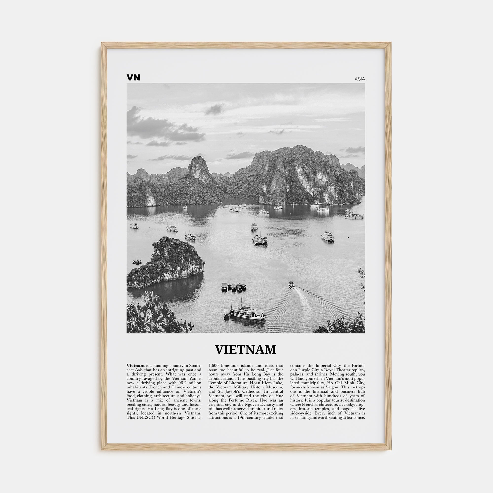Vietnam Travel B&W No 1 Poster