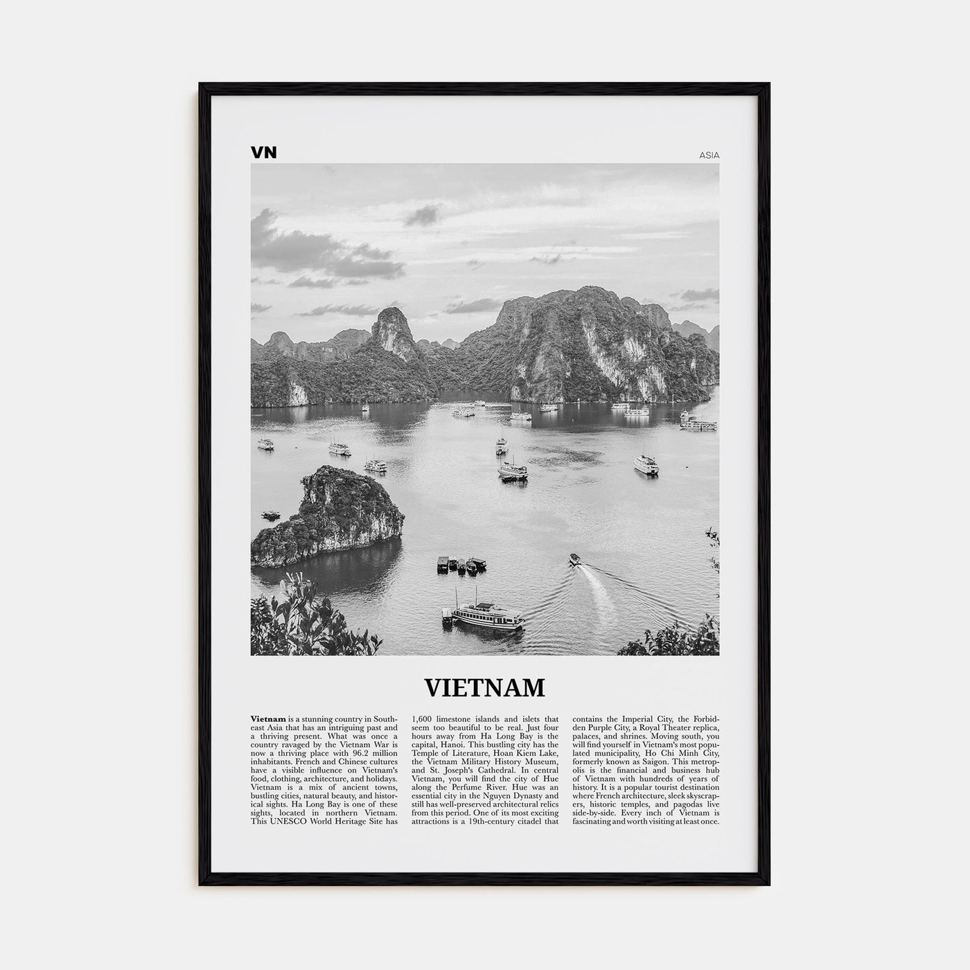 Vietnam Travel B&W No 1 Poster