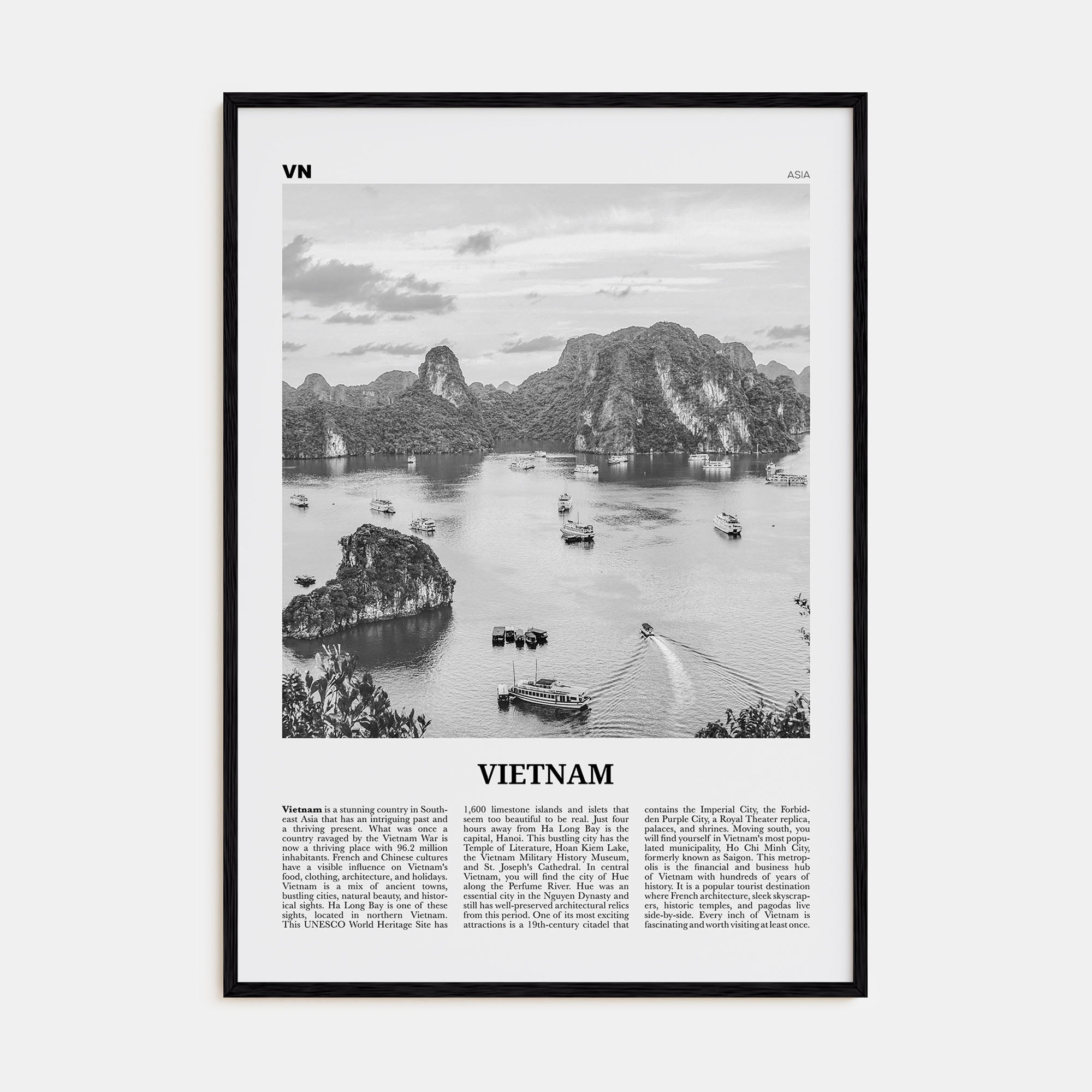 Vietnam Travel B&W No 1 Poster
