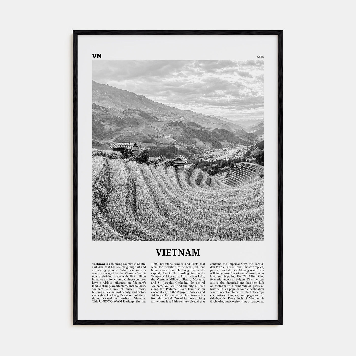 Vietnam Travel B&W No 3 Poster