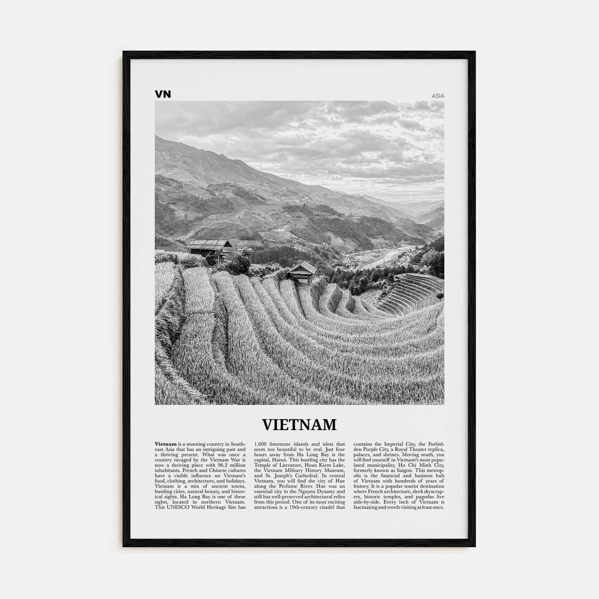 Vietnam Travel B&W No 3 Poster