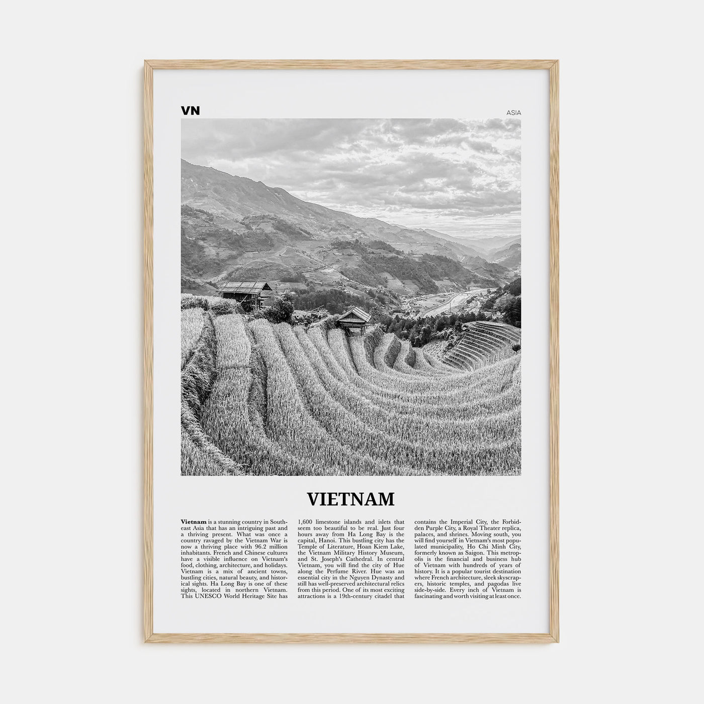 Vietnam Travel B&W No 3 Poster
