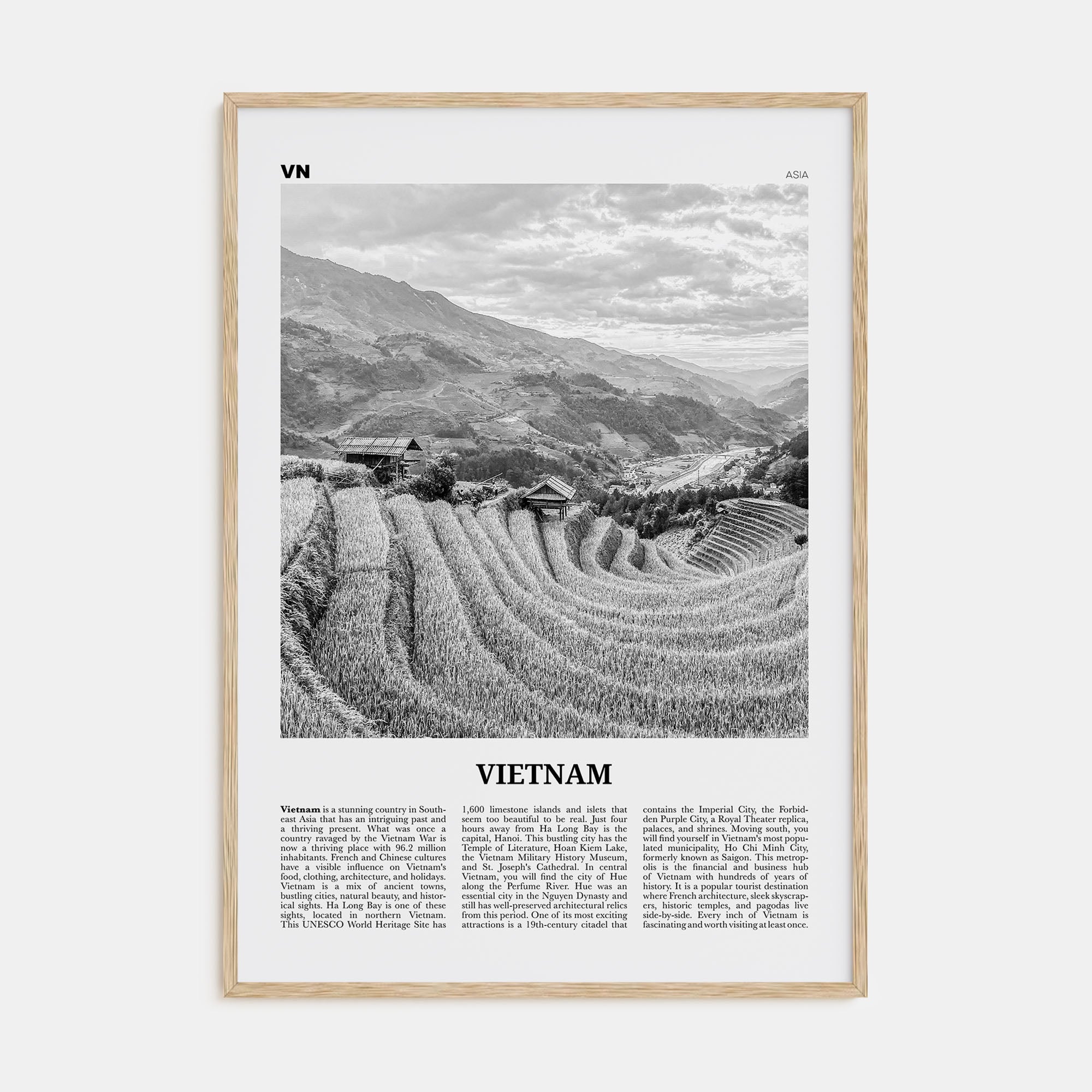 Vietnam Travel B&W No 3 Poster