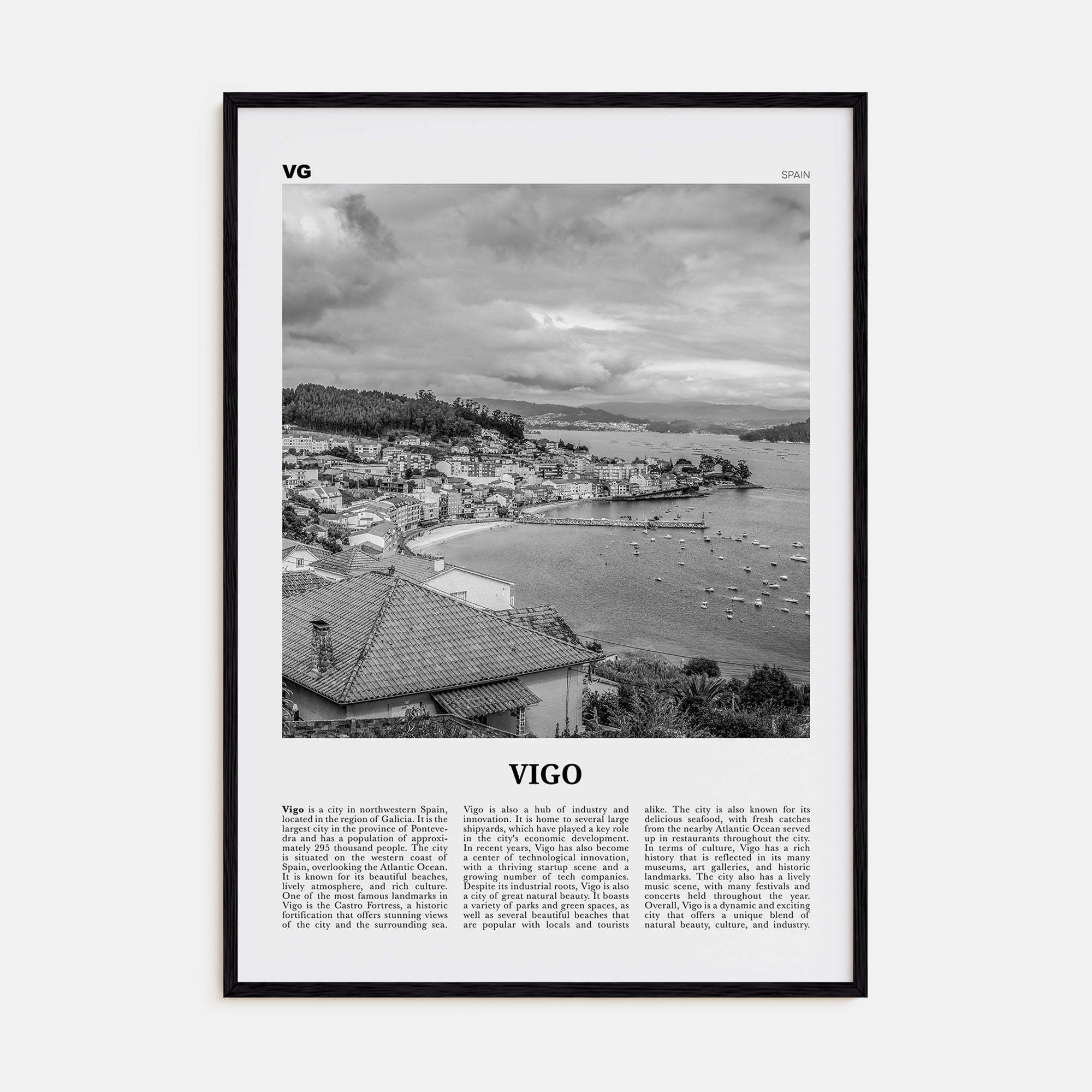 Vigo Travel B&W Poster