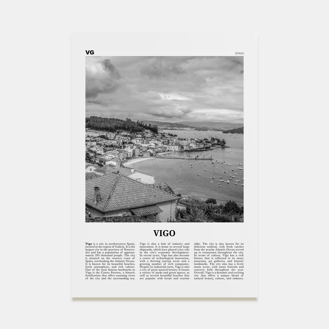 Vigo Travel B&W Poster