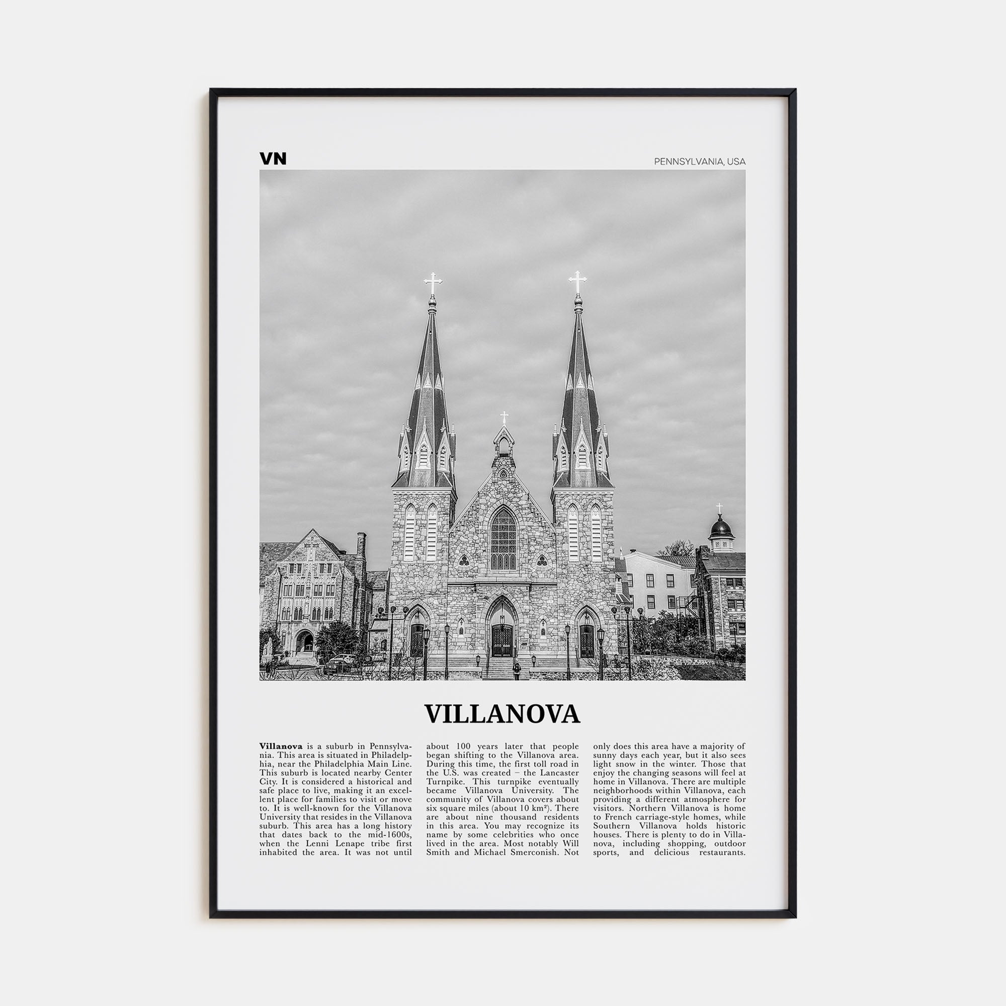 Villanova Travel B&W Poster