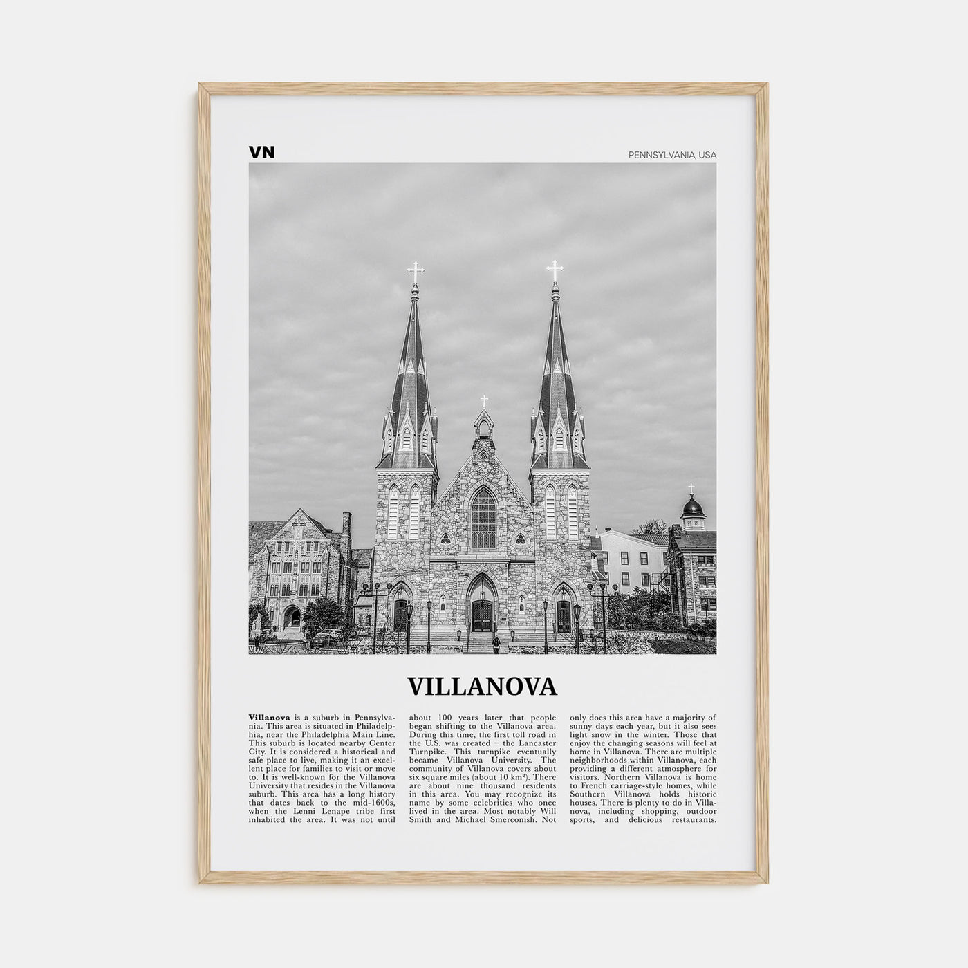 Villanova Travel B&W Poster