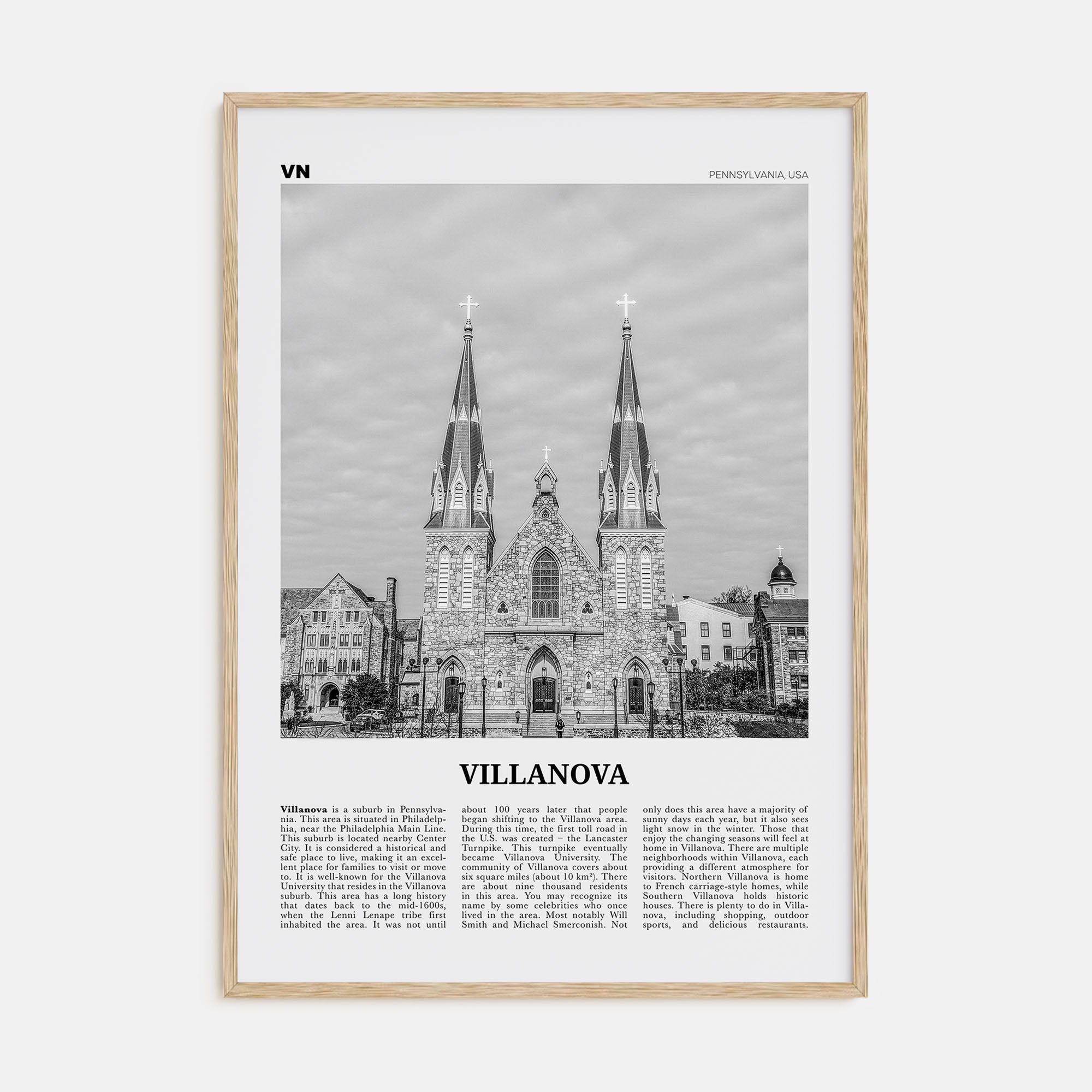 Villanova Travel B&W Poster