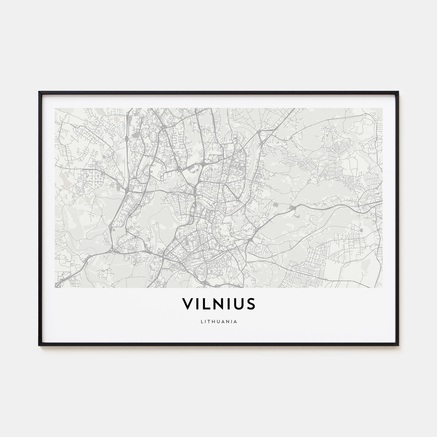 Vilnius Map Landscape Poster