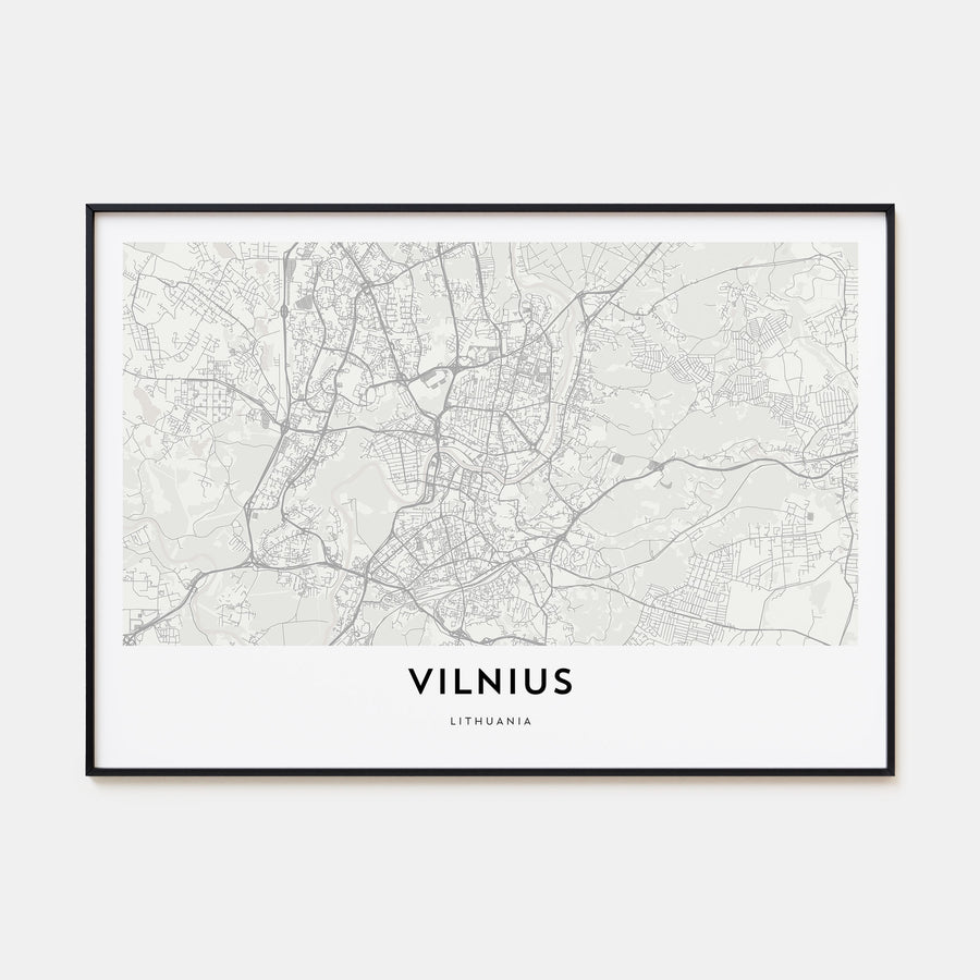 Vilnius Map Landscape Poster