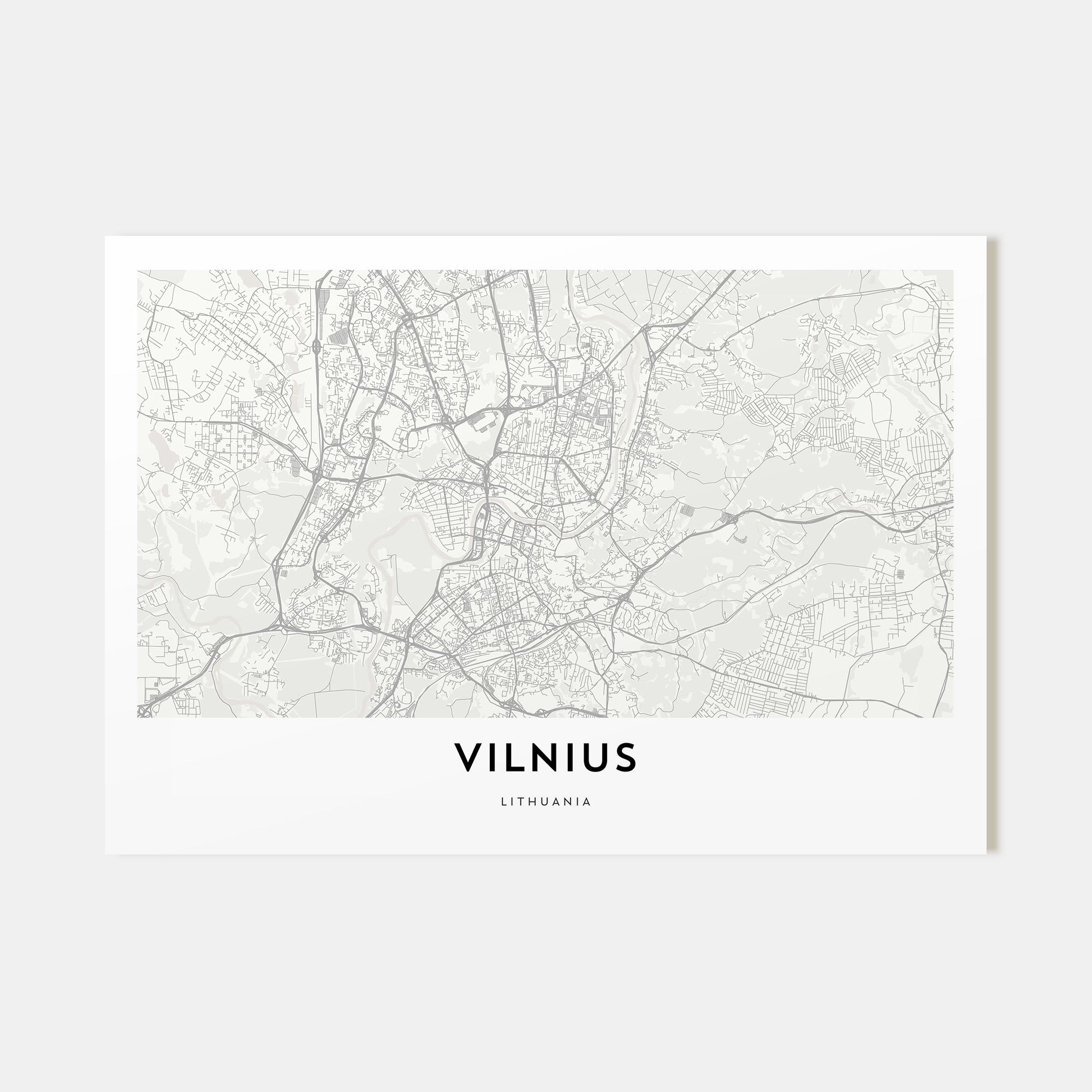 Vilnius Map Landscape Poster