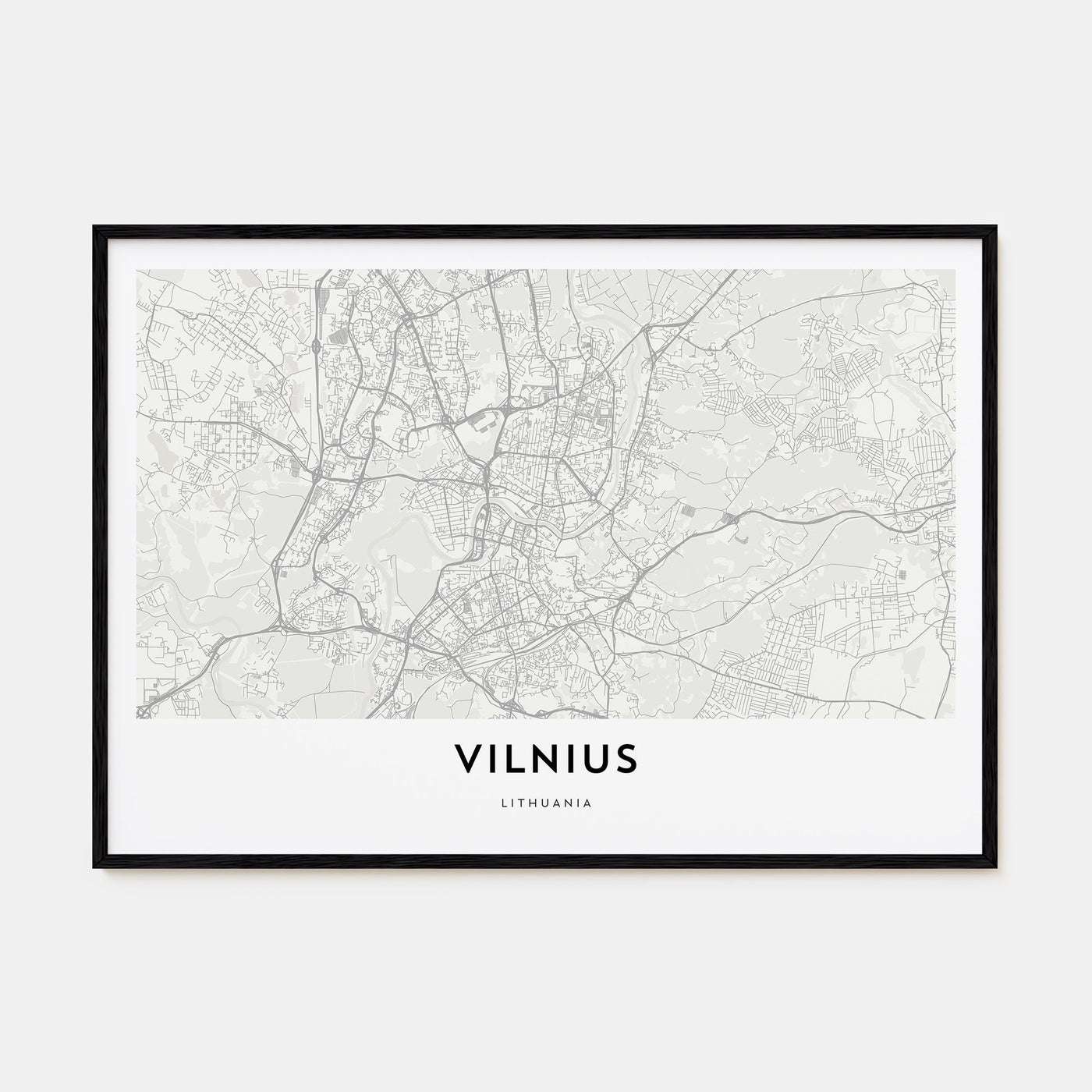 Vilnius Map Landscape Poster