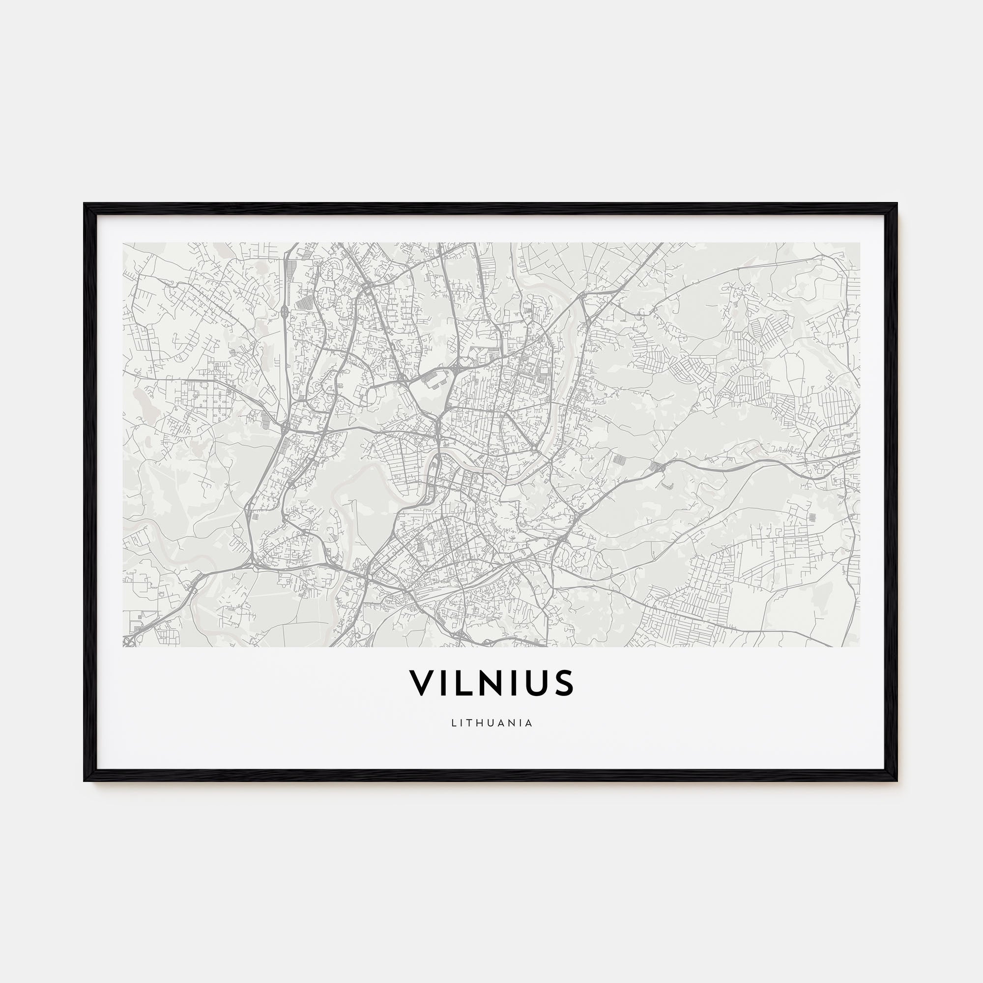 Vilnius Map Landscape Poster