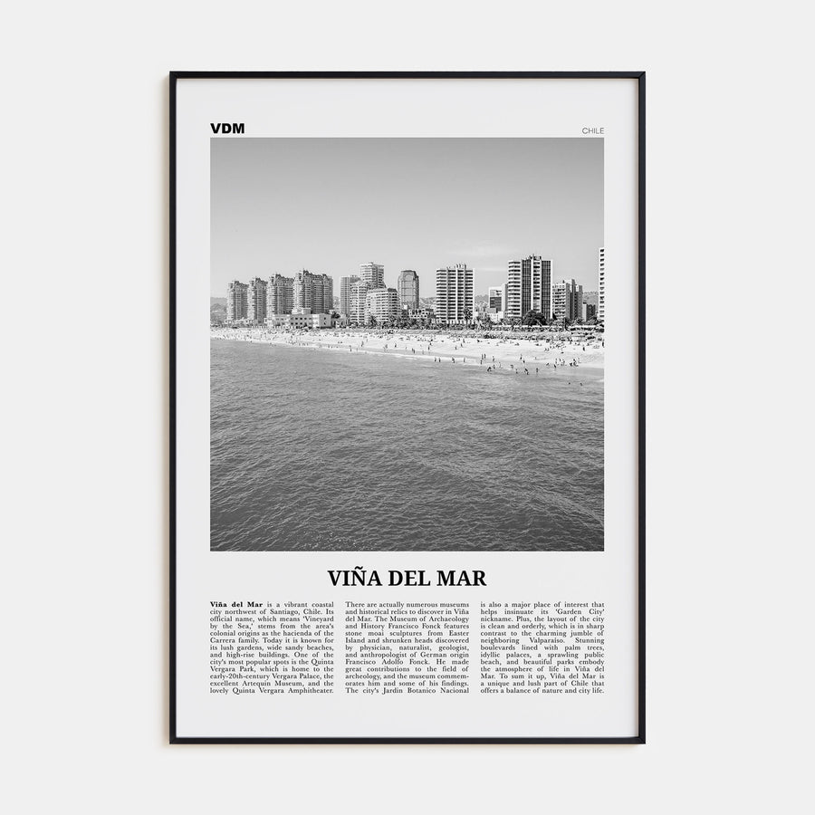 Viña del Mar Travel B&W Poster