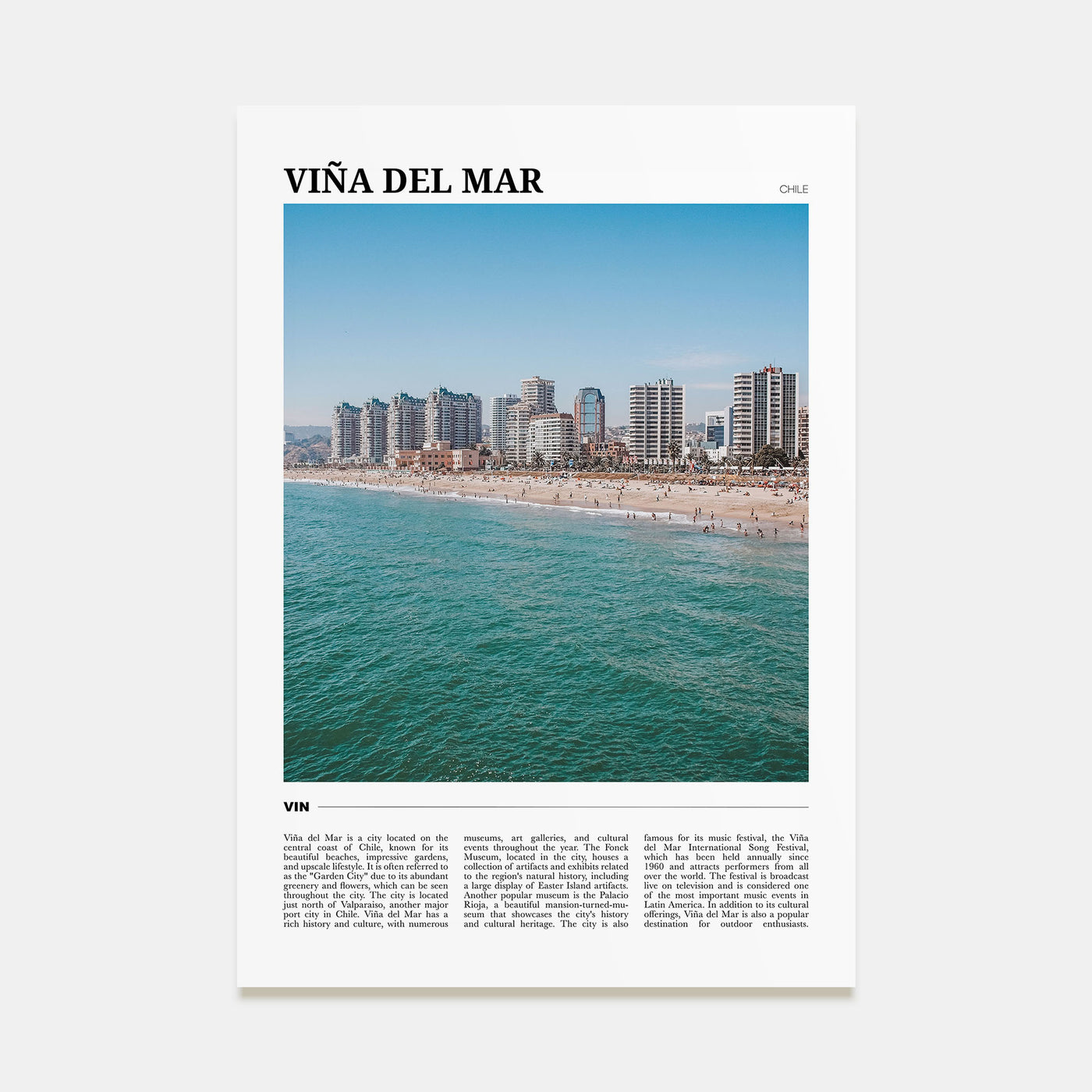 Viña del Mar Travel Color Poster