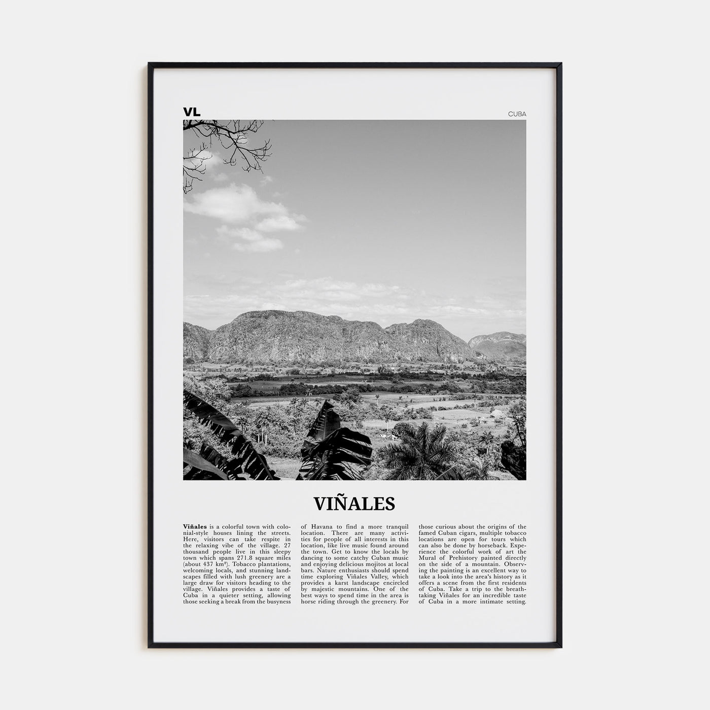 Viñales Travel B&W Poster