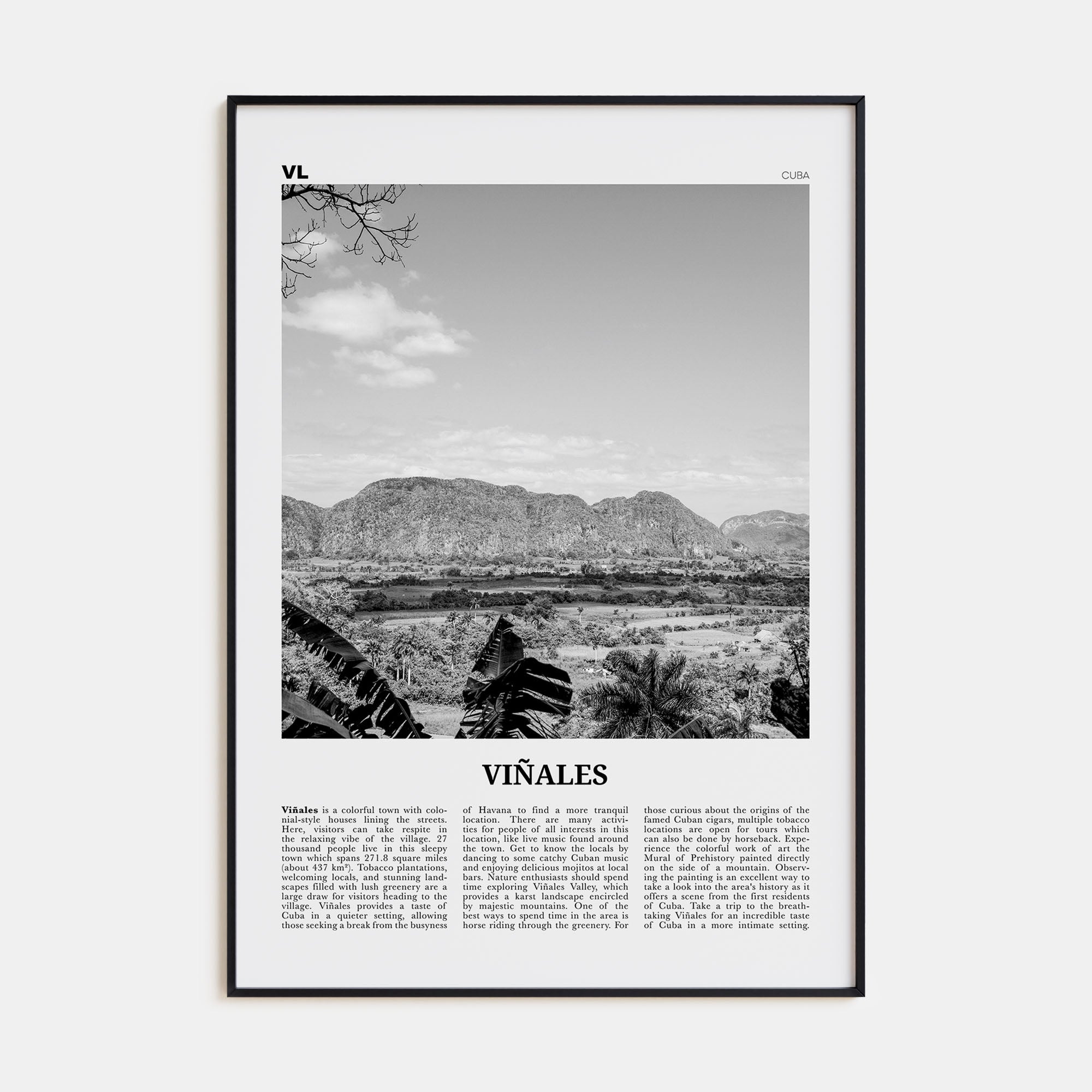 Viñales Travel B&W Poster